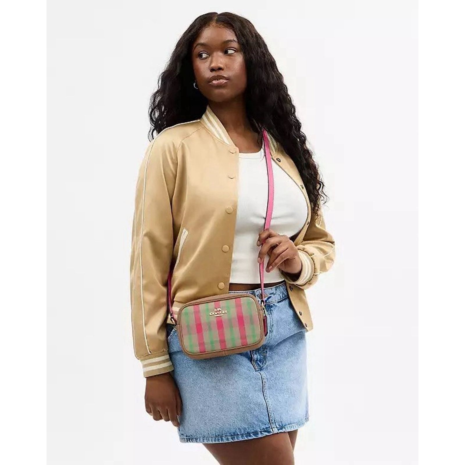 Coach NWT COACH Mini Jamie Camera Bag Plaid CBM37 Gold/Pink Size ONE SIZE - 9 Thumbnail