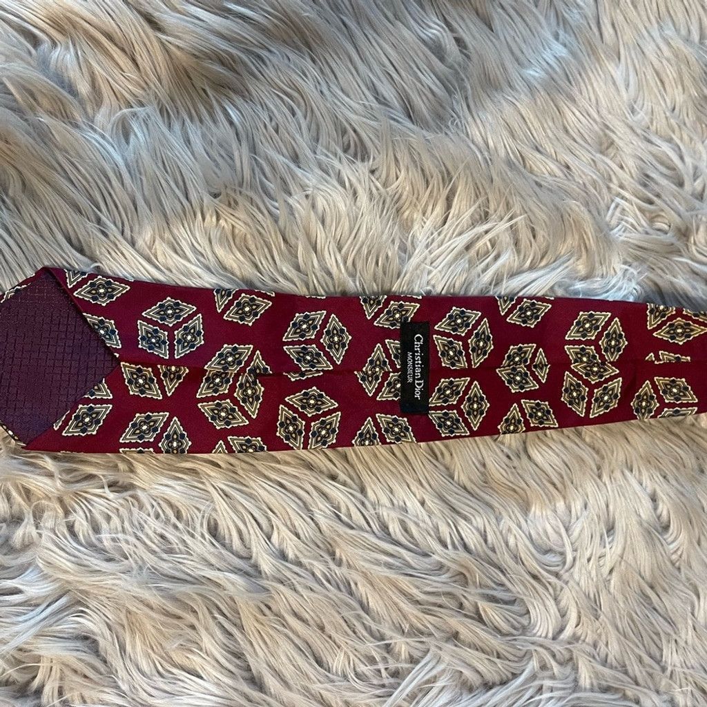 Christian Dior Monsieur Christian Dior Monsieur Burgundy Patterned Tie Size ONE SIZE - 4 Thumbnail