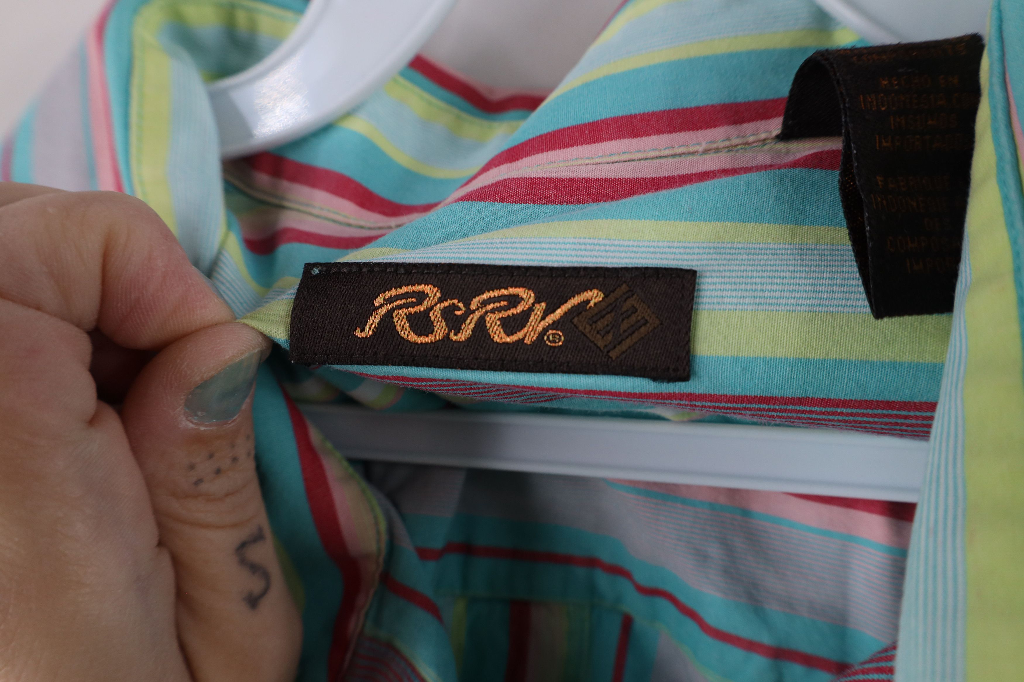 Vintage Vintage 90s Streetwear Rainbow Striped Collared Button Shirt Size US XL / EU 56 / 4 - 5 Thumbnail