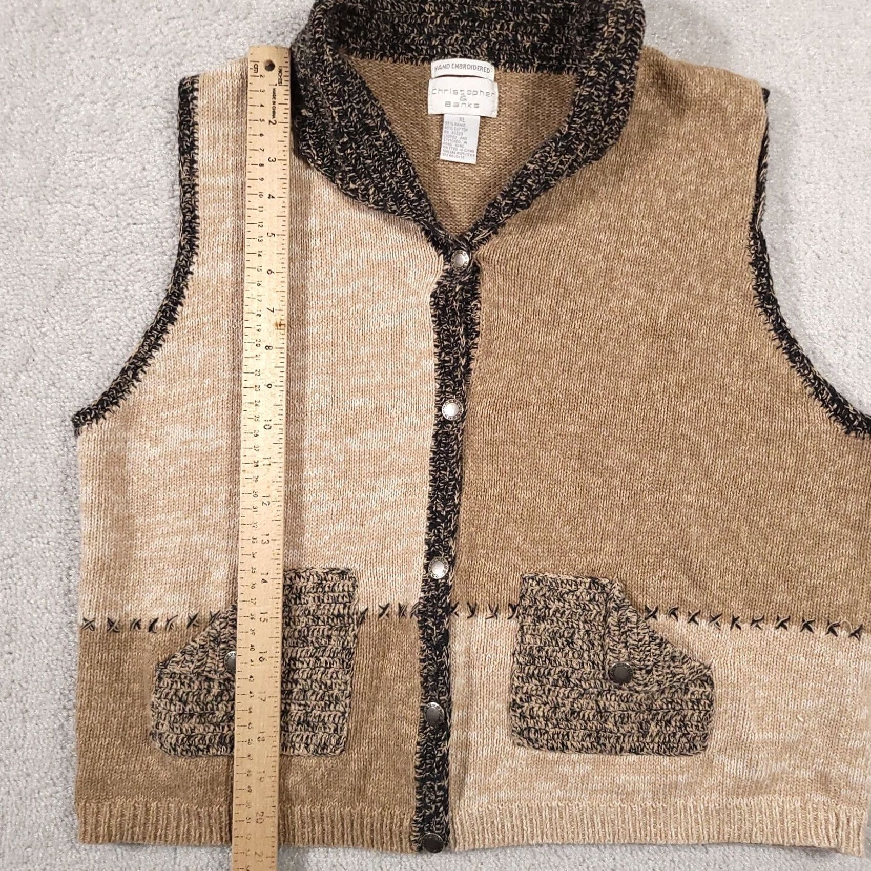Vintage VINTAGE Christopher & Banks Sweater Vest Women XL Button Up Hand Embroidered Pocket Size XL / US 12-14 / IT 48-50 - 7 Thumbnail
