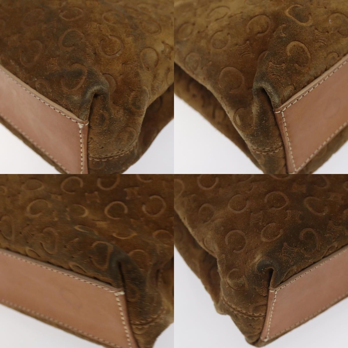 Celine CELINE Macadam Canvas Hand Bag Suede Brown Gold Size ONE SIZE - 10 Thumbnail