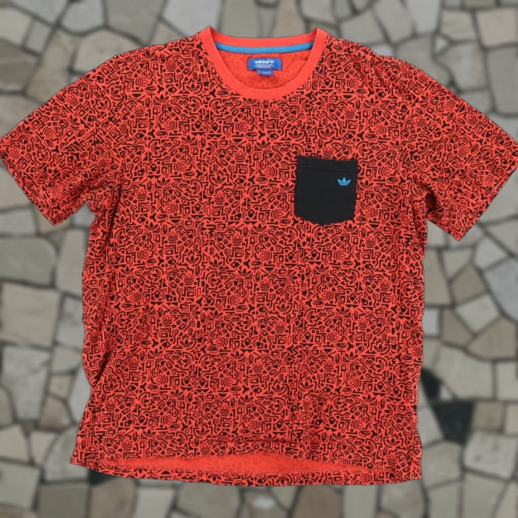 Adidas Adidas Pocket All Over Print T-Shirt Red Men XL Shirt Size US XL / EU 56 / 4 - 1 Thumbnail