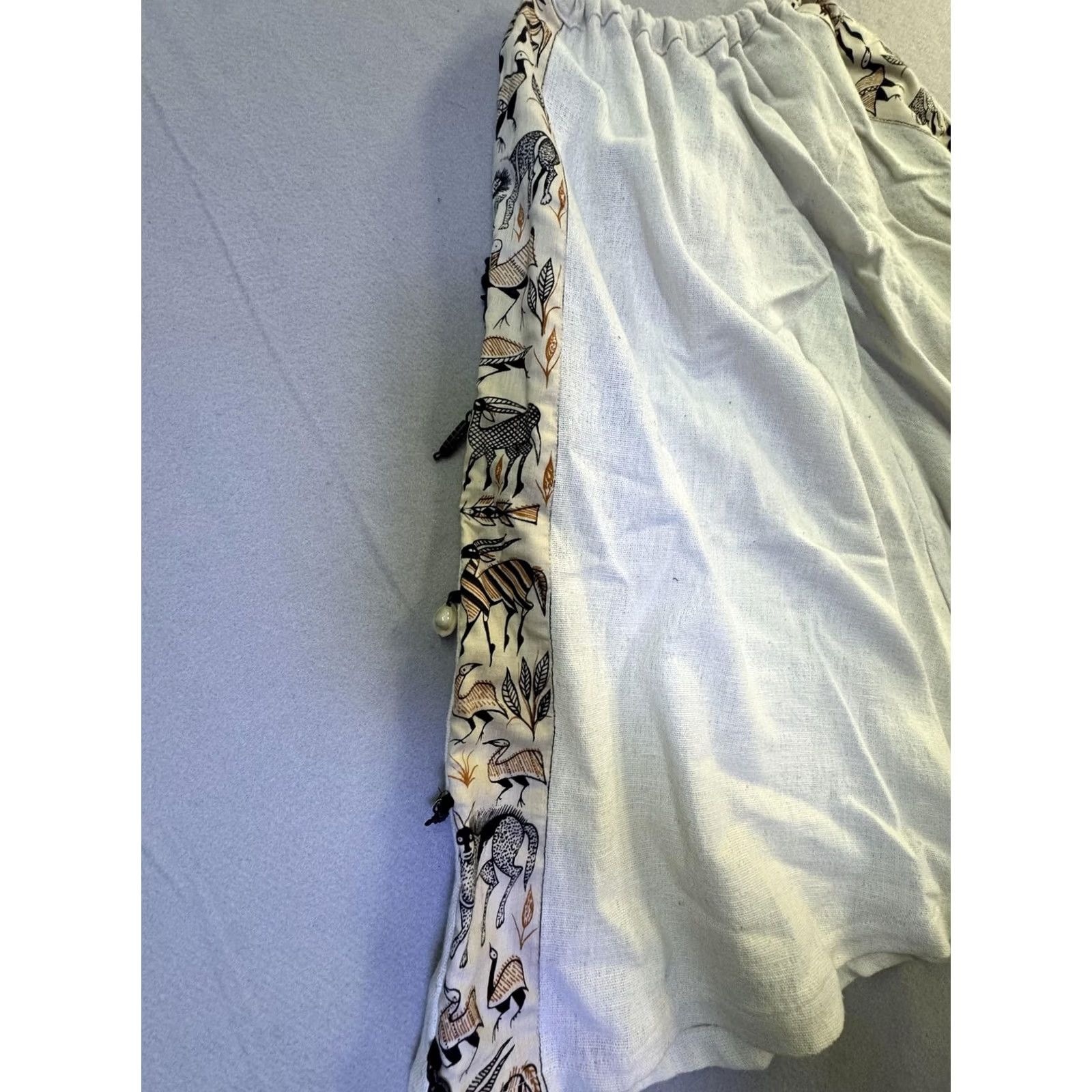 Vintage Ashro Skirt Womens Small White Animal Print A Line Midi Lined Boho Size 28" / US 6 / IT 42 - 6 Thumbnail