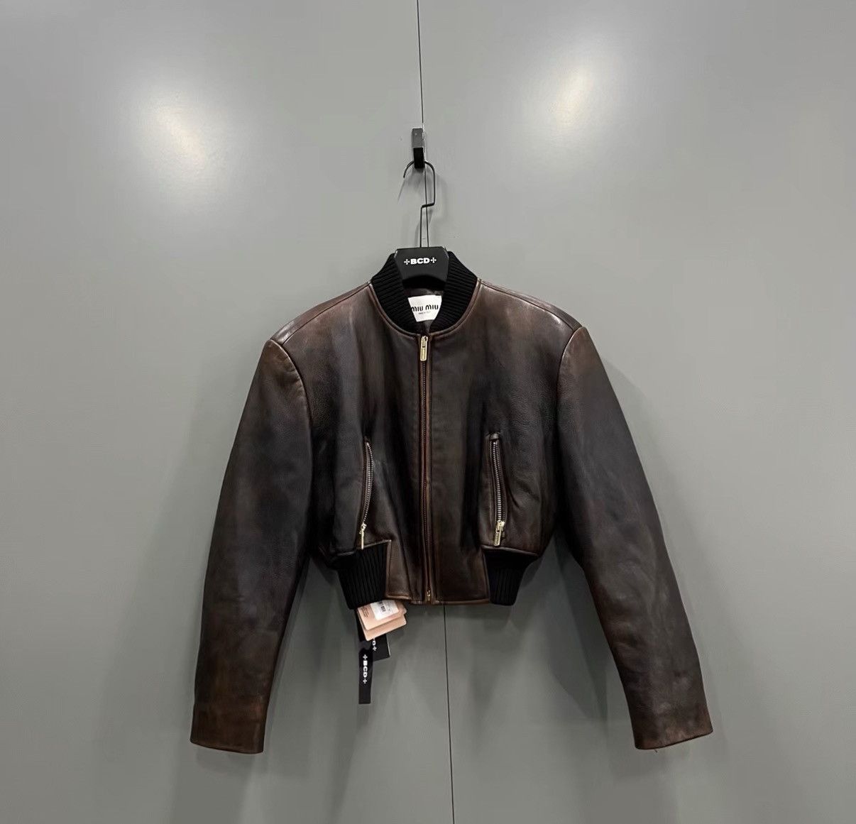Miu Miu Miu Miu Brown Vintage Washed Leather Jacket J41 Size XS / US 0-2 / IT 36-38 - 1 Thumbnail
