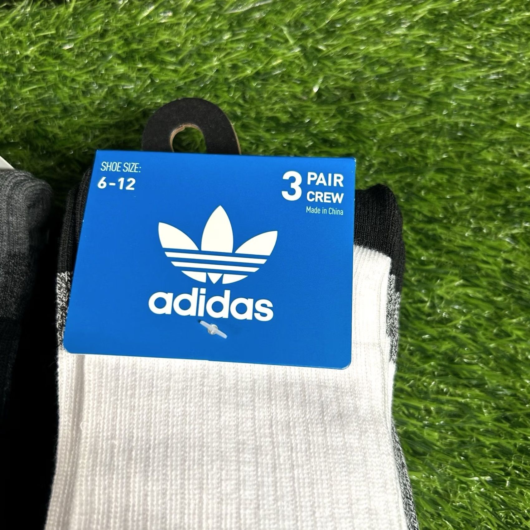 Adidas Adidas Originals Crew Socks 6 Pack Mens 6-12 Black White Stretch Comfort New Size ONE SIZE - 3 Thumbnail