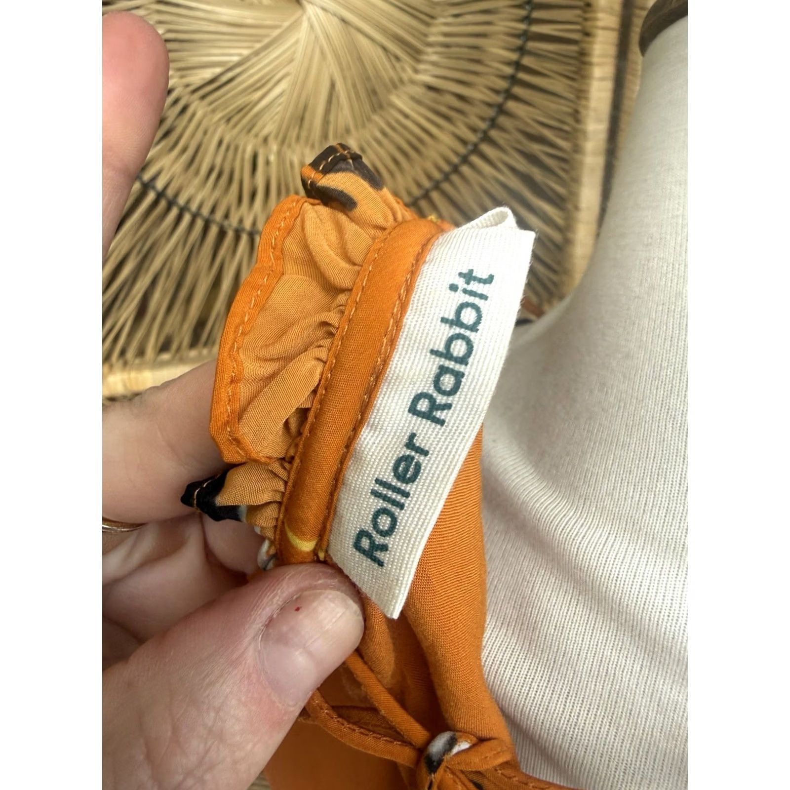 Vintage ROLLER RABBIT Maxi Dress Flying Karma Teagan XS Orange Sleeveless Scoop Neck Tie Floral Cranes Party/Cocktail Casual Women Long Vintage No Size XS / US 0-2 / IT 36-38 - 5 Thumbnail