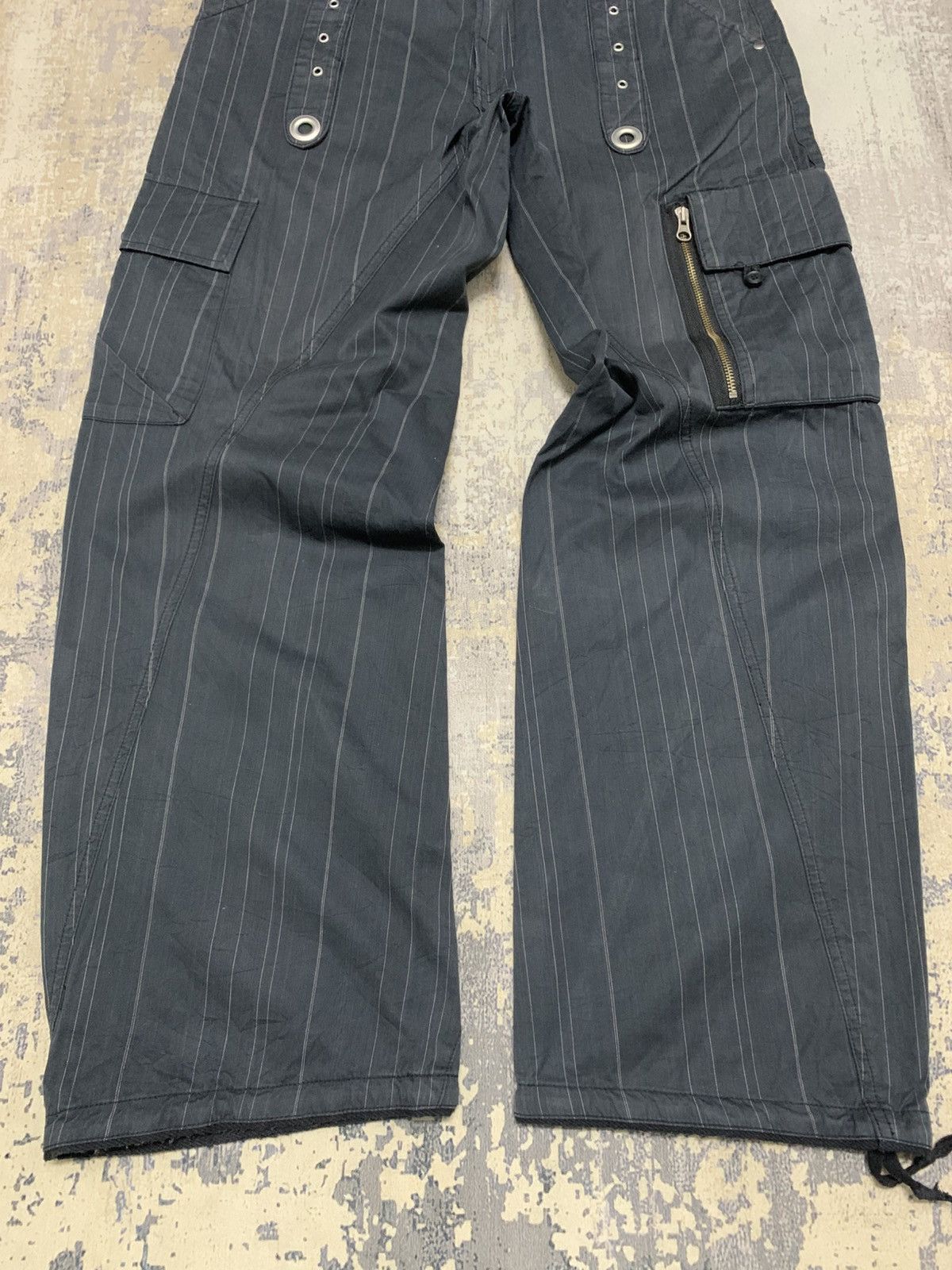 PPFM Archival PPFM Pinstripe Baggy Parachute Cargo Pants Grommet Size US 32 / EU 48 - 4 Thumbnail