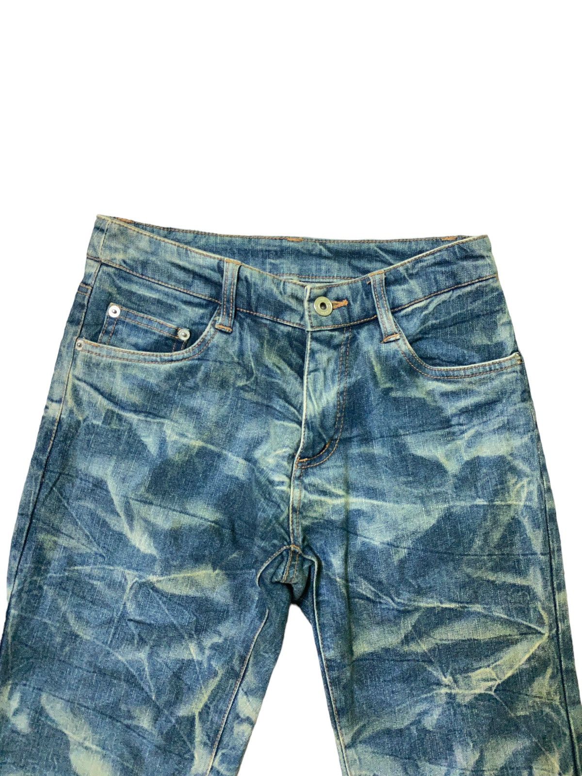 Japanese Brand Flared Smoked Acid Wash Bootcut Denim Jeans Size US 26 / EU 42 - 3 Thumbnail