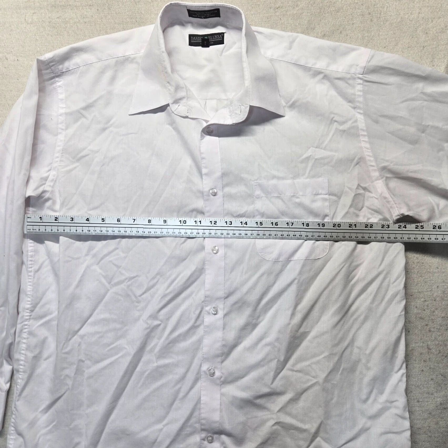 Vintage VINTAGE Daniel Ellissa Dress Shirt Button-Down Solid White 17.5" Neck 36-37" Sleeve Long Adult Mens Shirt Size 46R - 4 Thumbnail
