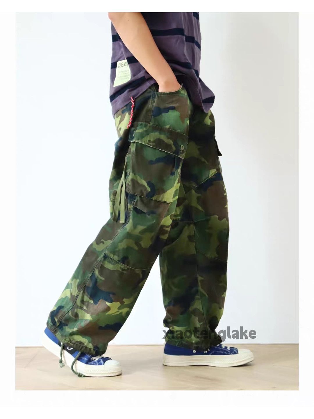 zx vintage washed faded loose baggy military camo pants
