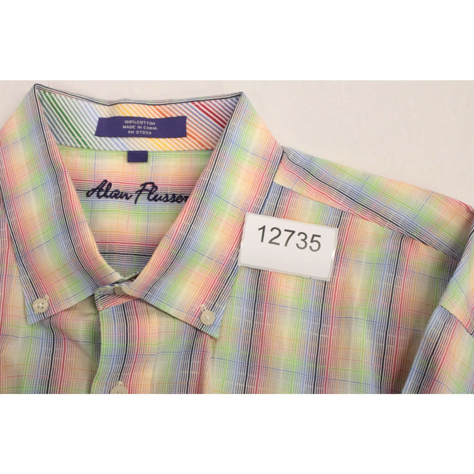 Rainbow Alan Flusser Shirt Men's 2XL Short Sleeve Multi-Color Plaid Rainbow Preppy Size US XXL / EU 58 / 5 - 7 Thumbnail
