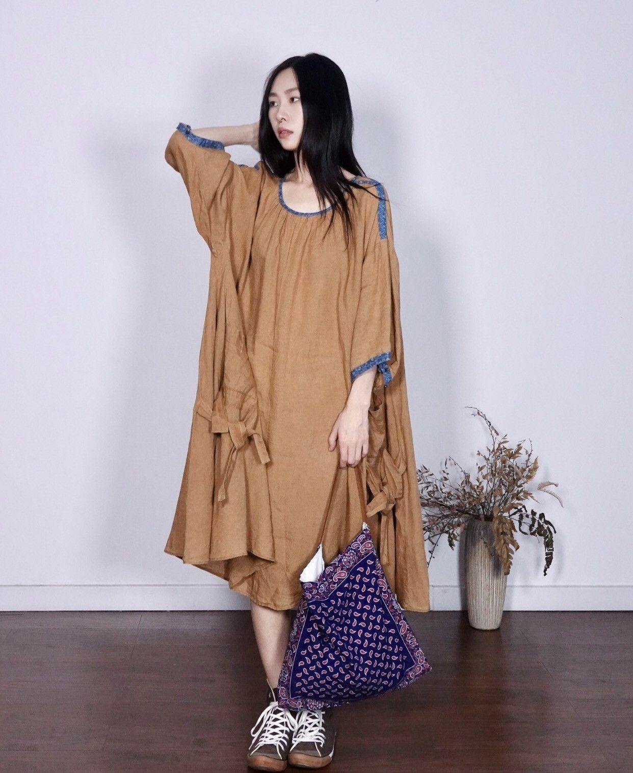 Kapital KAPITAL Hirata Kazuhiro floral blue border hemp skirt Size XS / US 0-2 / IT 36-38 - 3 Thumbnail