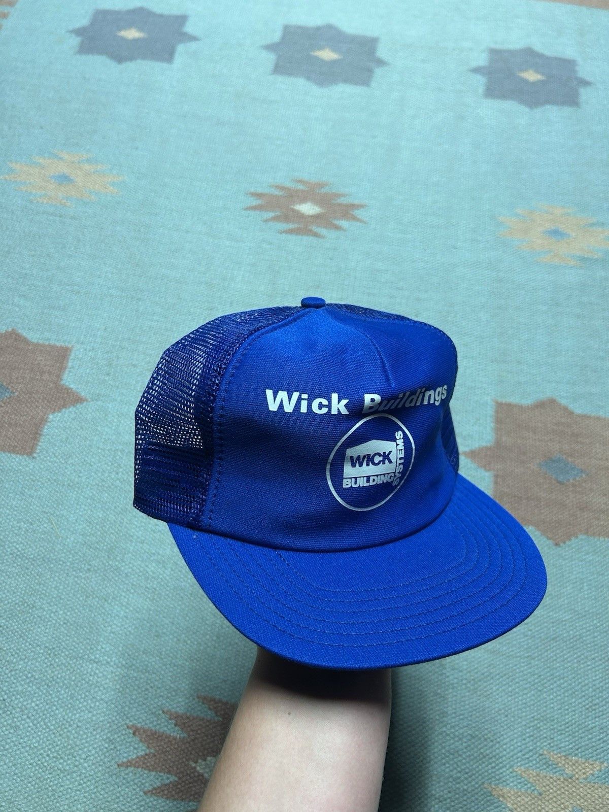 Vintage Vintage 80s trucker hat wick buildings systems blue made USA Size ONE SIZE - 1 Thumbnail