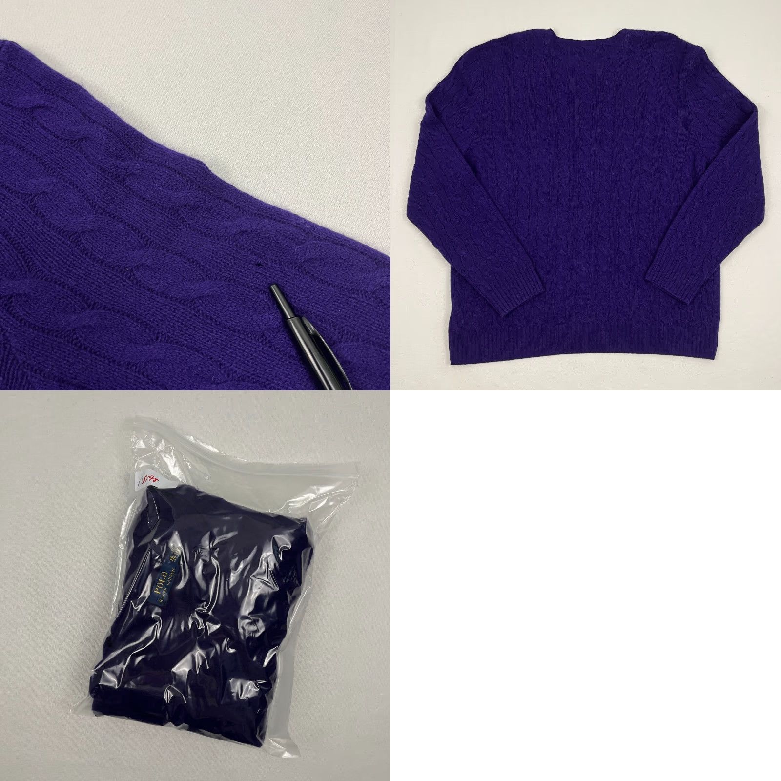 Polo Ralph Lauren Polo Ralph Lauren Merino Wool Cashmere Sweater Mens 2XL Purple Cable Knit Crew Neck Pullover Size US XXL / EU 58 / 5 - 8 Thumbnail