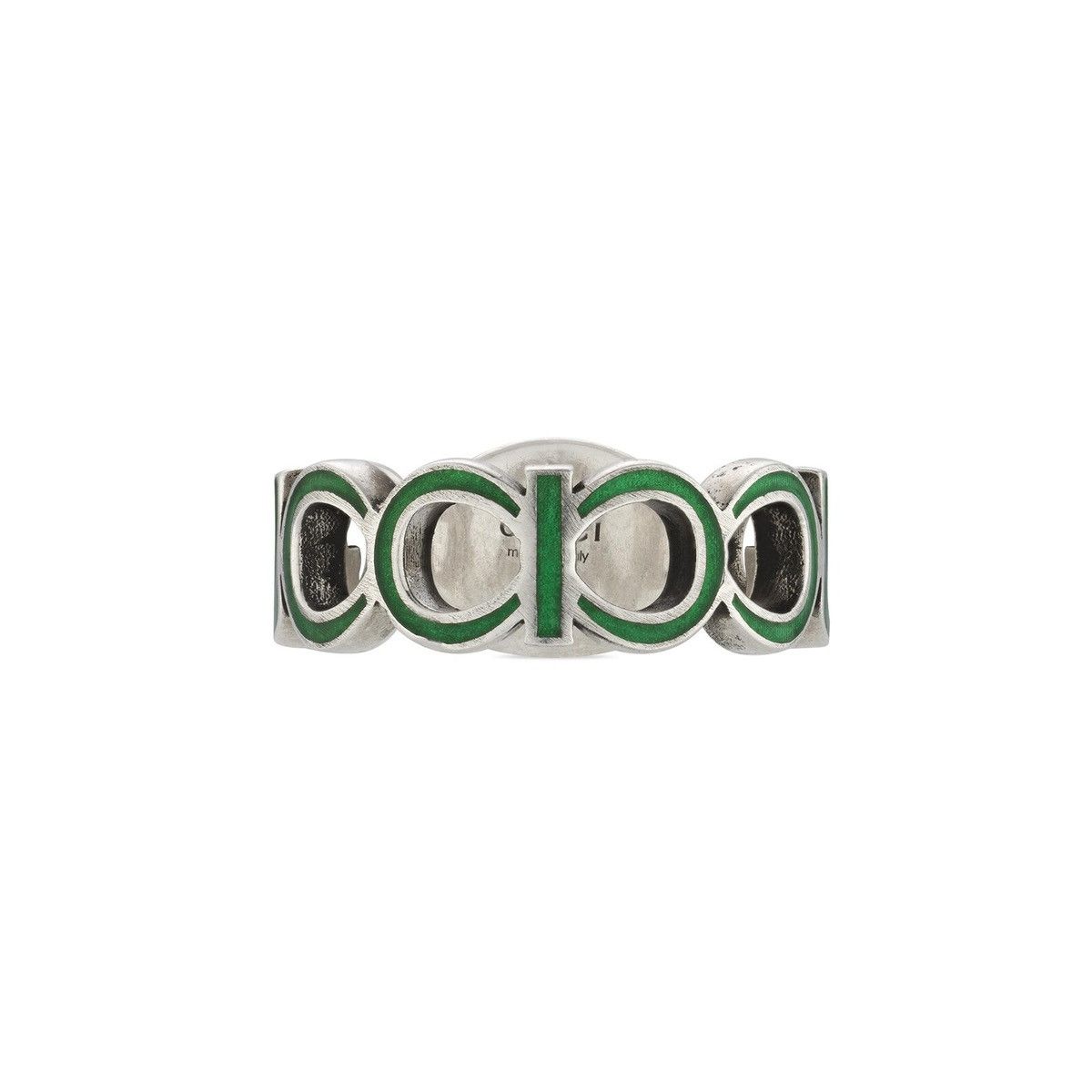 Gucci Gucci Interlocking G Sterling Silver Green Enamel Ring Size ONE SIZE - 3 Thumbnail
