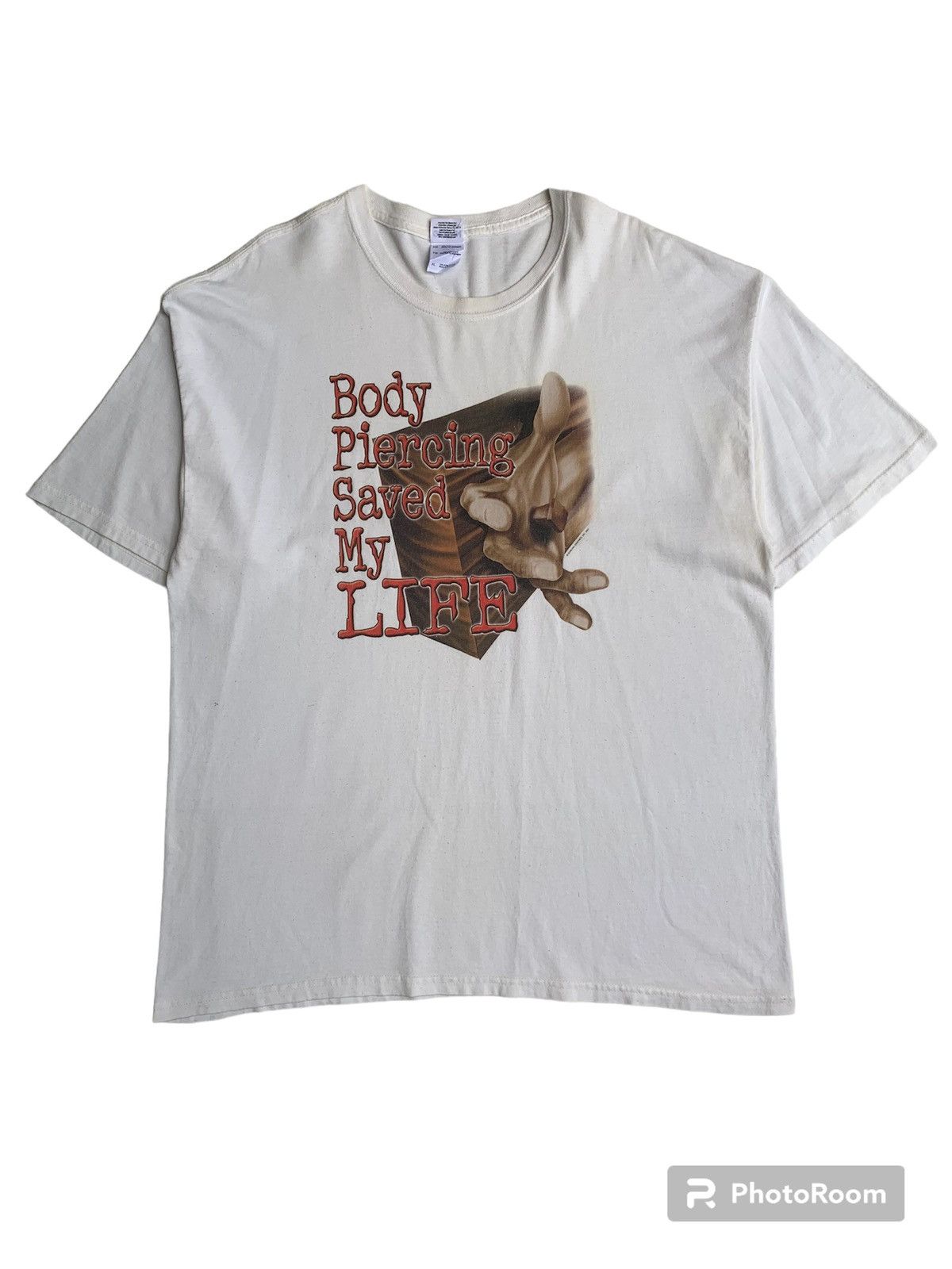 Gildan Early 2000s Jesus Tee Body Piercing Saved My Life Size US XL / EU 56 / 4 - 2 Thumbnail