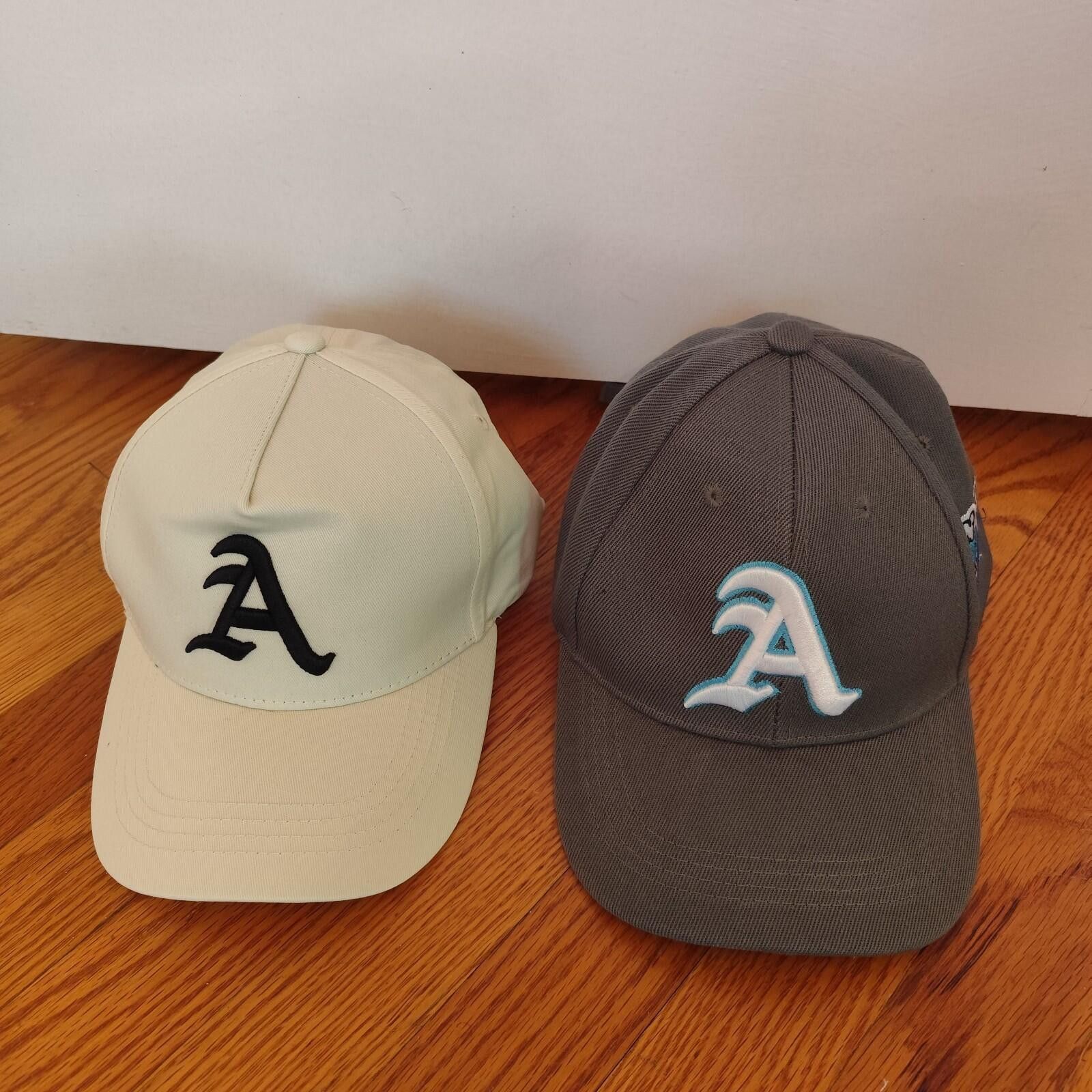 The Unbranded Brand Lot Of 2 A Hats Embroidered Logo Tan,Gray Strapback Hat Size ONE SIZE - 1 Thumbnail