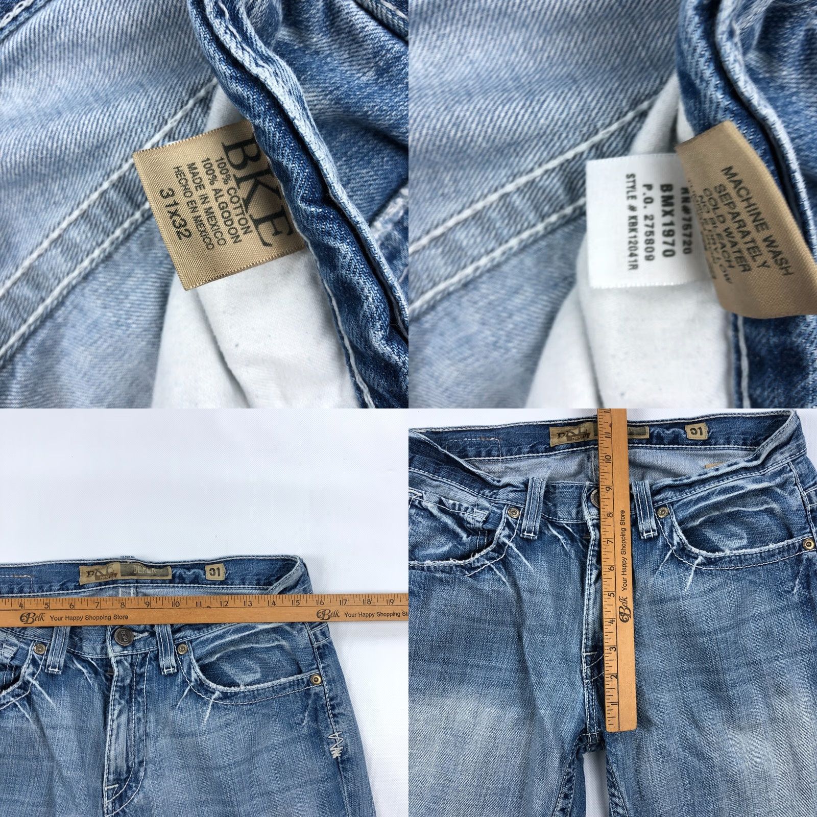 Vintage BKE Derek Jeans Mens 31 Blue Distressed 31x27 Cutoff Buckle Buckle Bke Jeans Denim Cowboy Style Distressed | Mens | Regular Fit | 27 Inseam Size US 31 - 8 Thumbnail