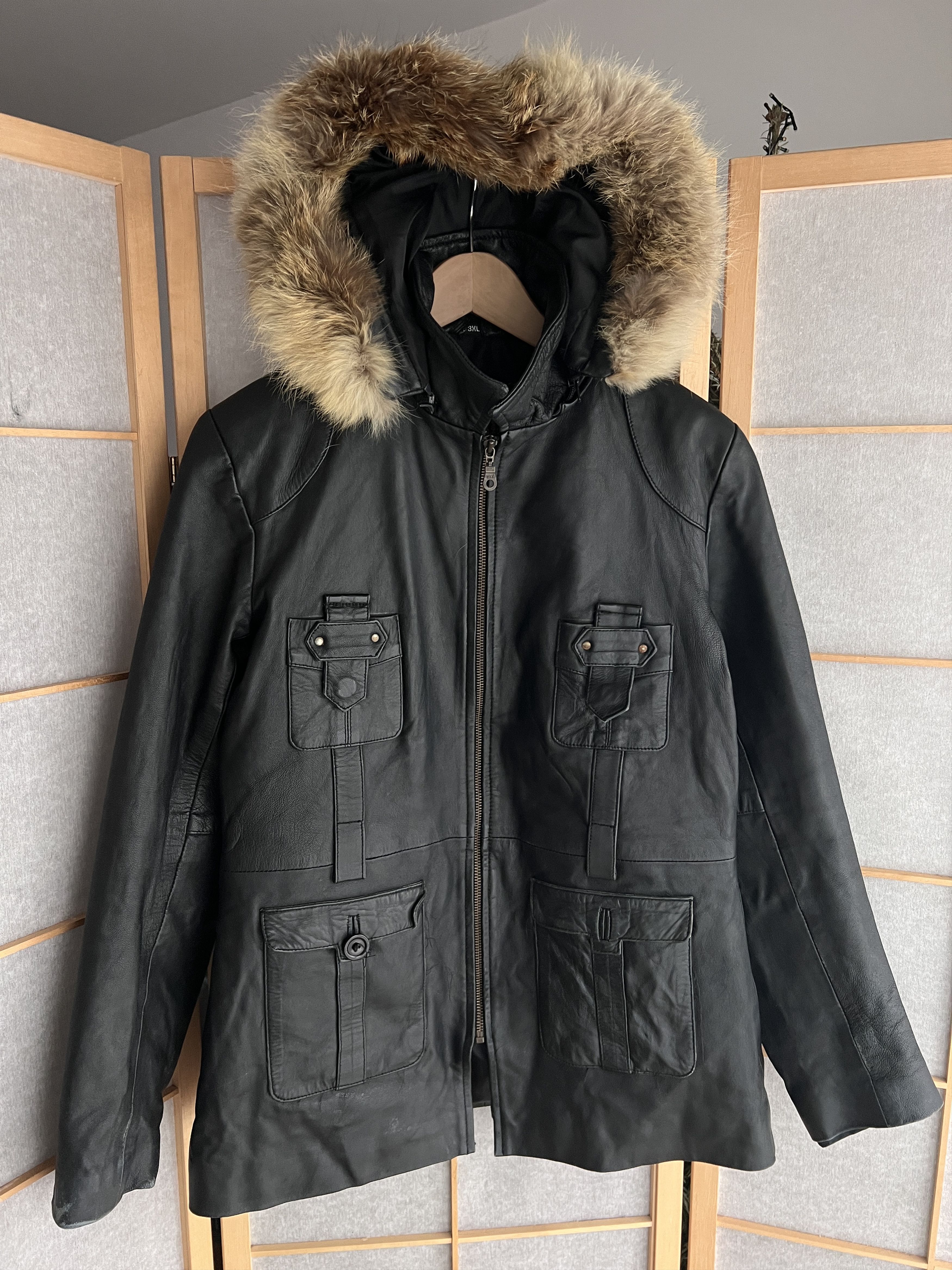 If Six Was Nine Avant garde VTG 00s real leather fur hood jacket y2k hype Size M / US 6-8 / IT 42-44 - 7 Thumbnail