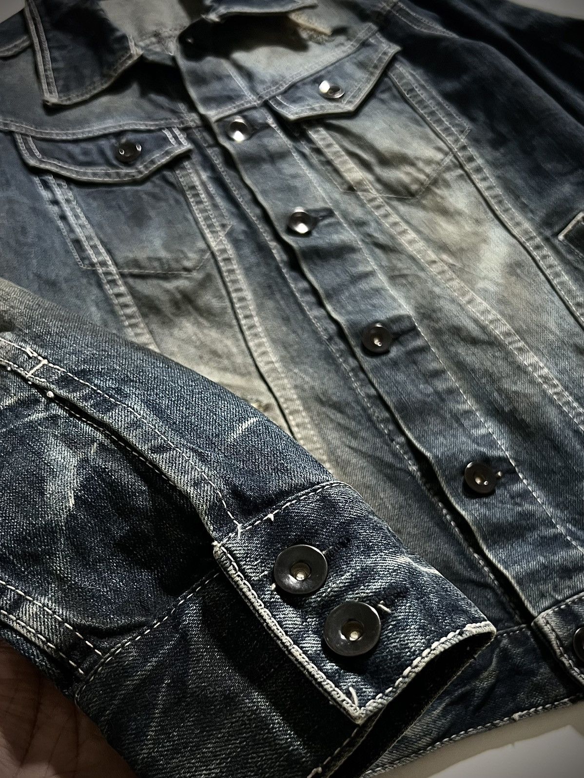 GOSTAR DE FUGA FUGA Mud Dye Distressed Denim Jacket vkei Archive 00s y2k Size US XS / EU 42 / 0 - 7 Thumbnail