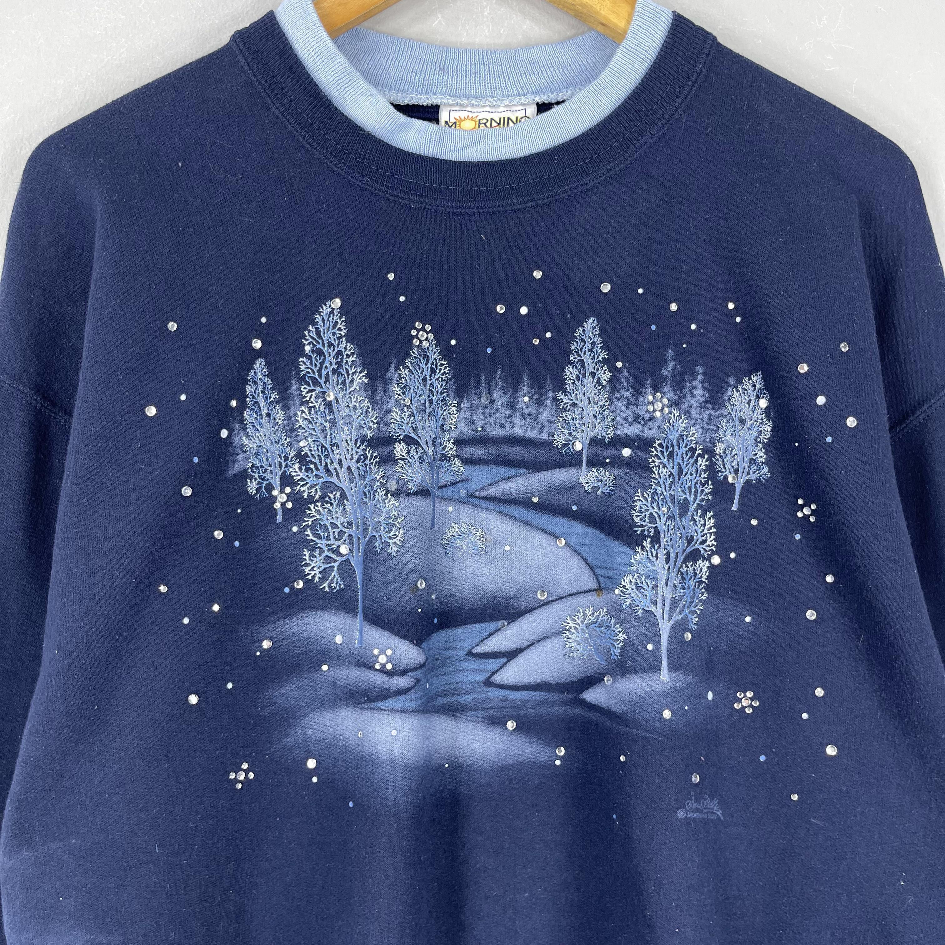 Vintage Vintage 90's Icy Forest Winter Season Printed Sweatshirt Size US M / EU 48-50 / 2 - 2 Thumbnail