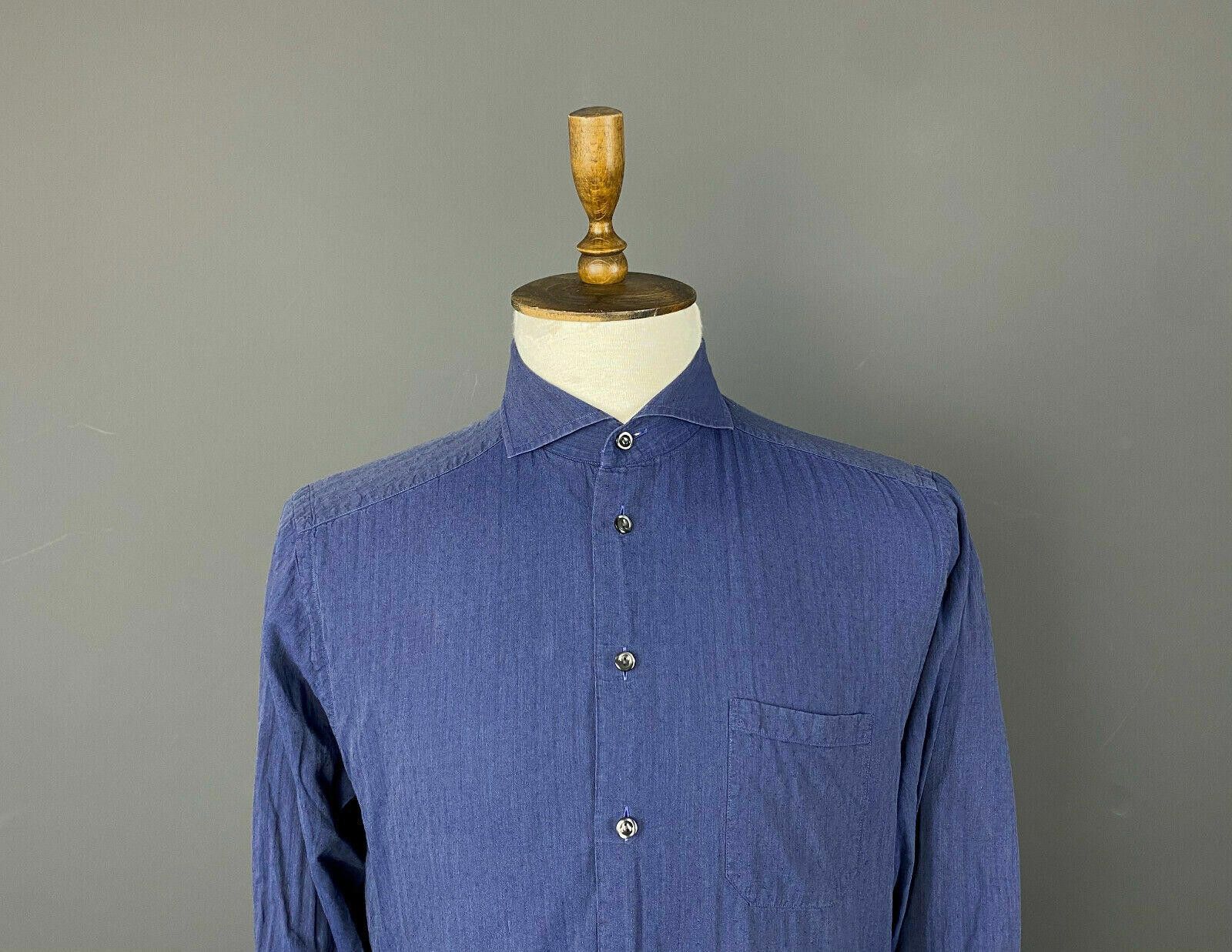Eton Men ETON Slim Fit Blue Long Sleeve Button Up Shirt Size 41 Size US M / EU 48-50 / 2 - 2 Thumbnail