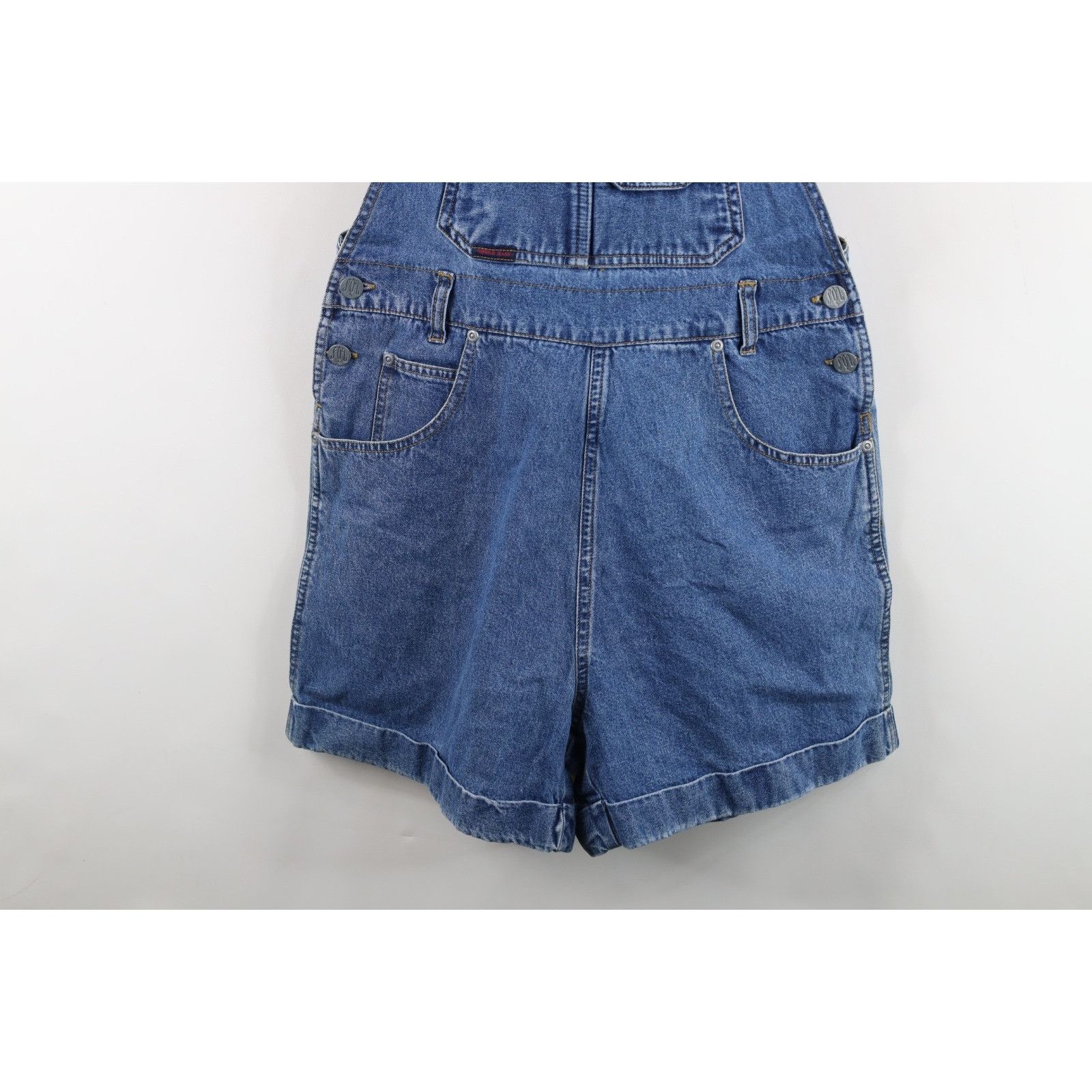 Vintage Vintage 90s Streetwear Faded Denim Jean Shortalls Size 30" / US 8 / IT 44 - 3 Thumbnail