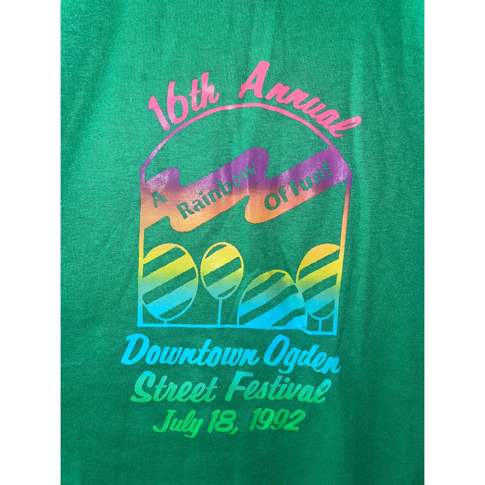 Jerzees Vintage Oglen Street Festival Shirt Rainbow Tee 90s VTG M Size US M / EU 48-50 / 2 - 2 Thumbnail