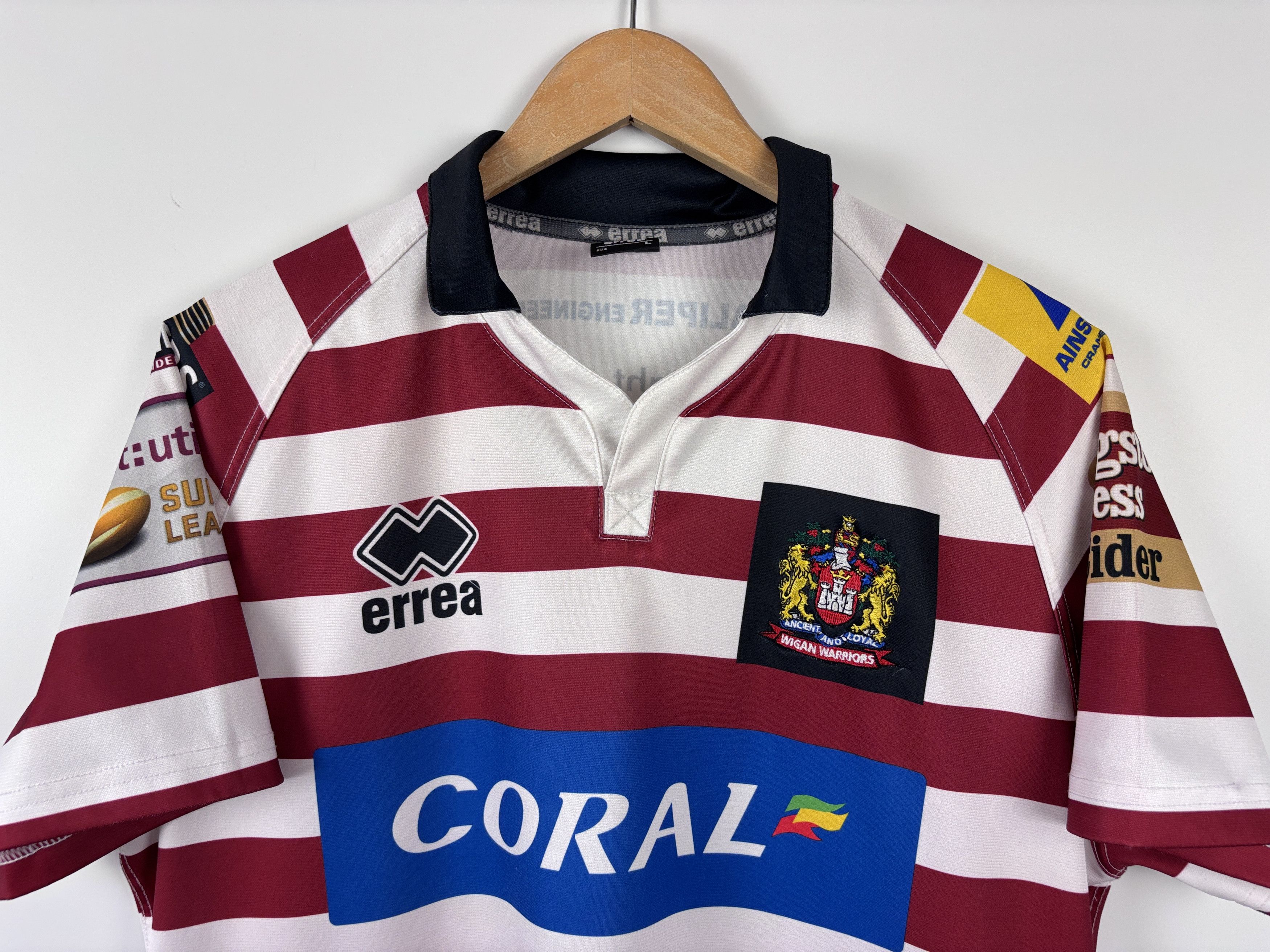 Errea Wigan Warriors Errea 2015 Home Rugby League Jersey Shirt L Size US L / EU 52-54 / 3 - 2 Thumbnail