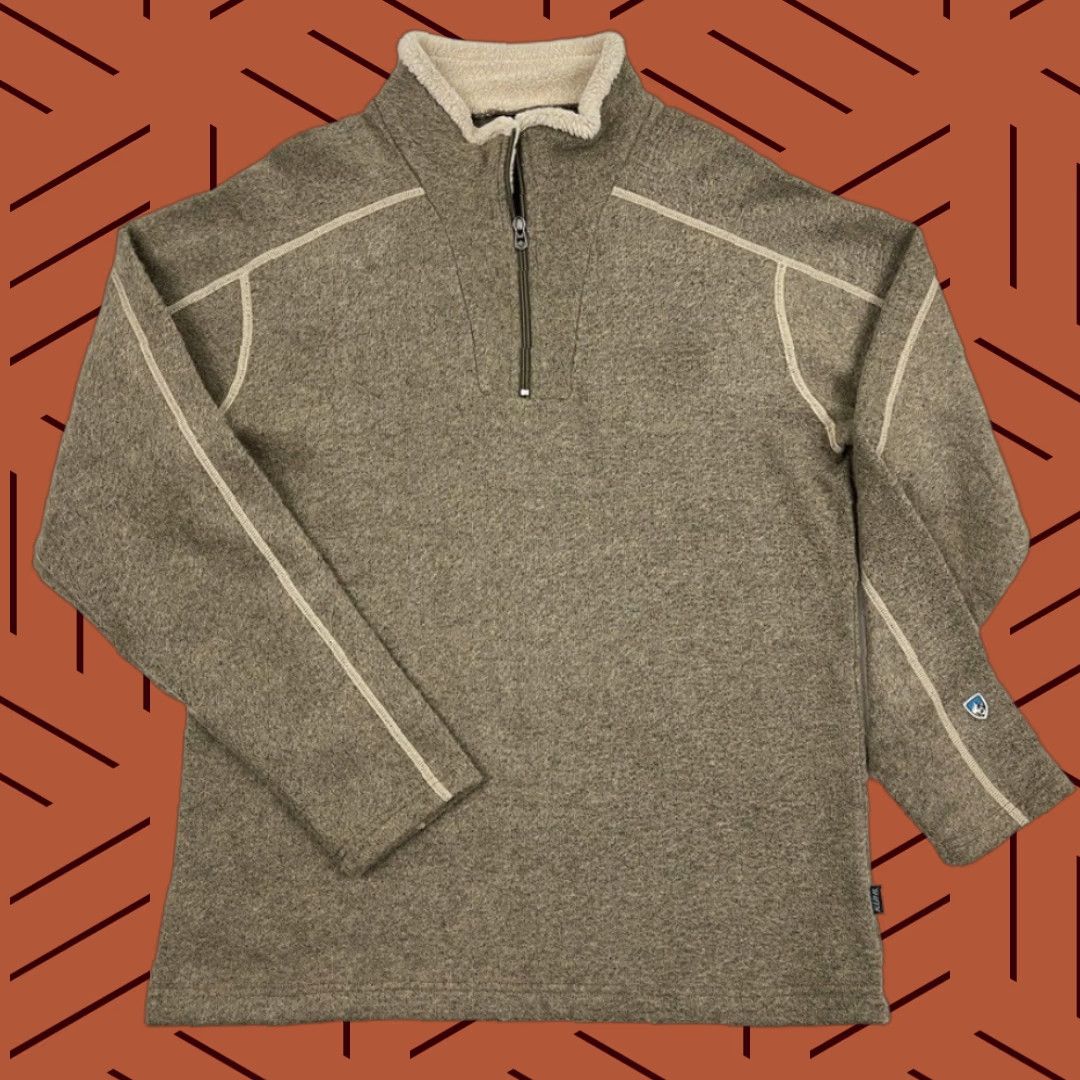 Vintage Kuhl Mens Sweater L Brown Alfpaca Pullover Quarter Zip Hiking Outdoor Mountain Size US L / EU 52-54 / 3 - 1 Thumbnail