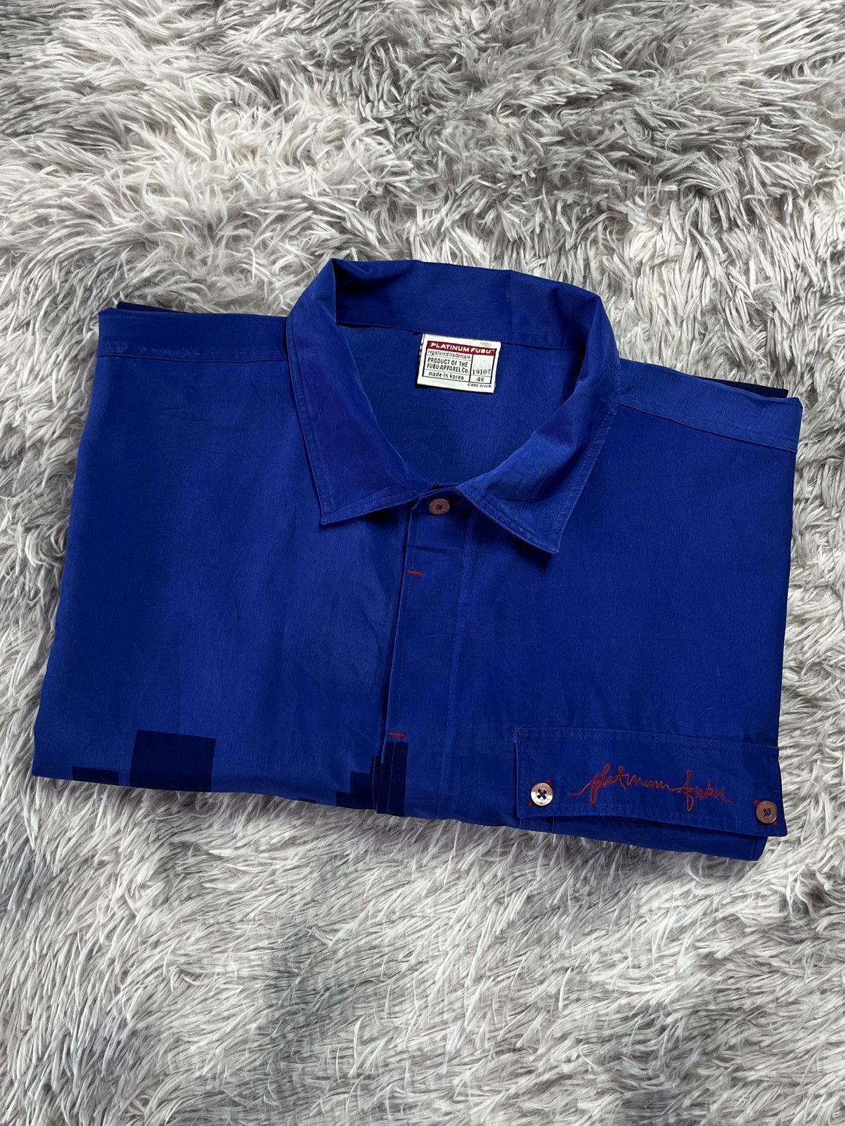 Fubu Rare FUBU Platinum Fat Albert Button Up Royal Blue Shirt Size US XXL / EU 58 / 5 - 3 Thumbnail