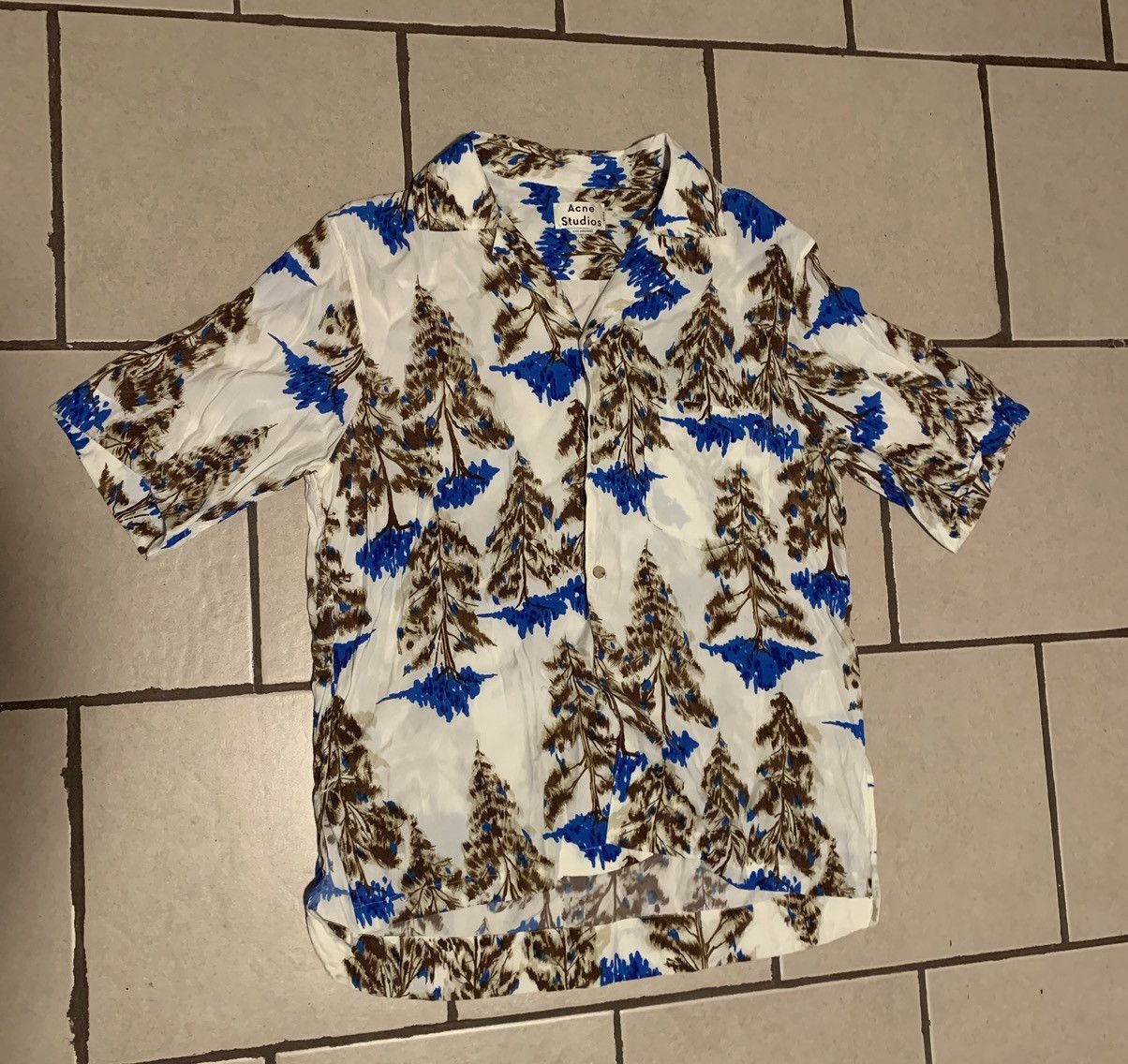 Acne Studios Pine Print Camp Viscose Bowling Shirt