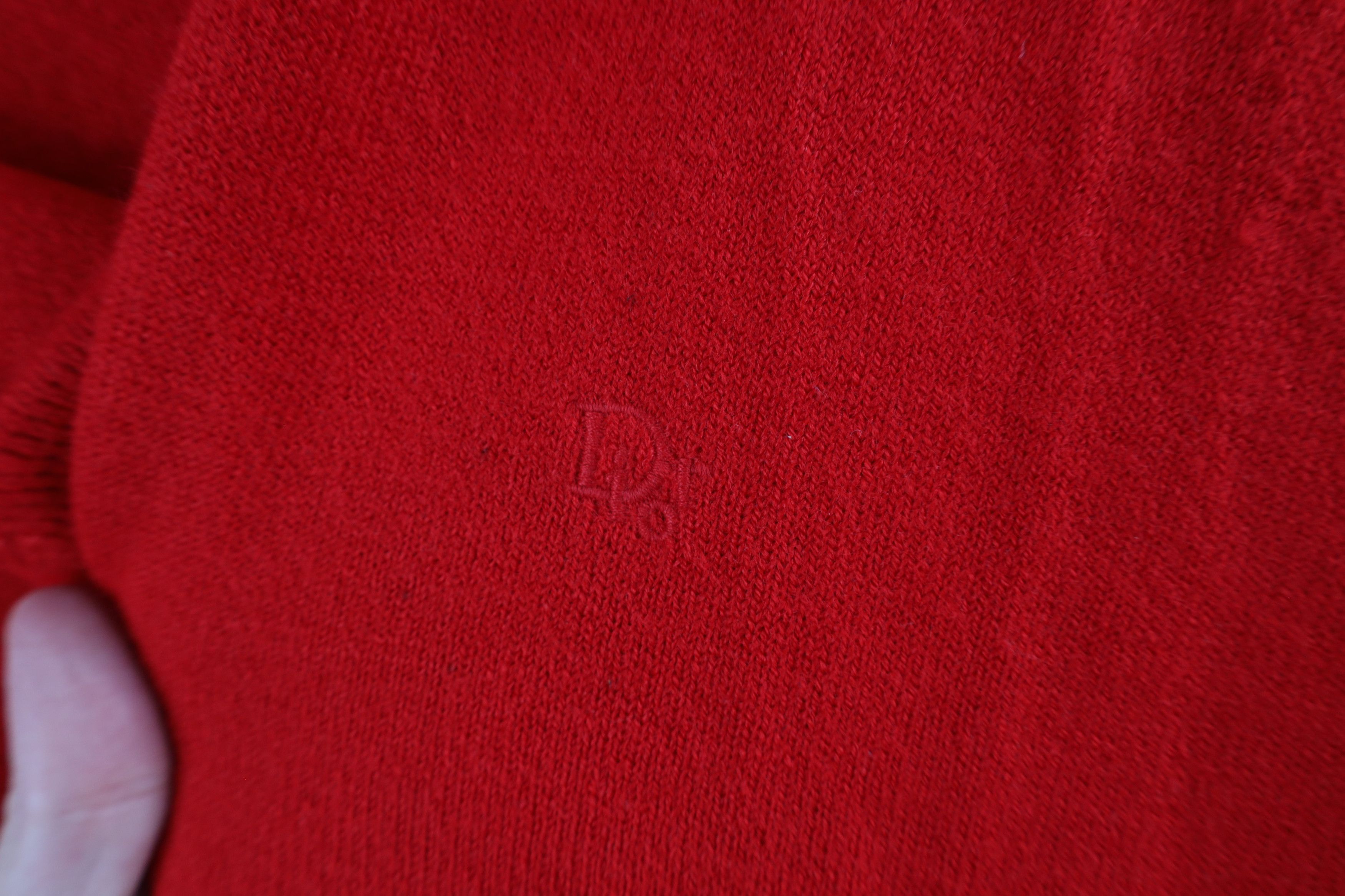 Christian Dior Monsieur × Vintage Vintage 90s Christian Dior Out Knit V-Neck Sweater Red USA Size US XL / EU 56 / 4 - 4 Thumbnail