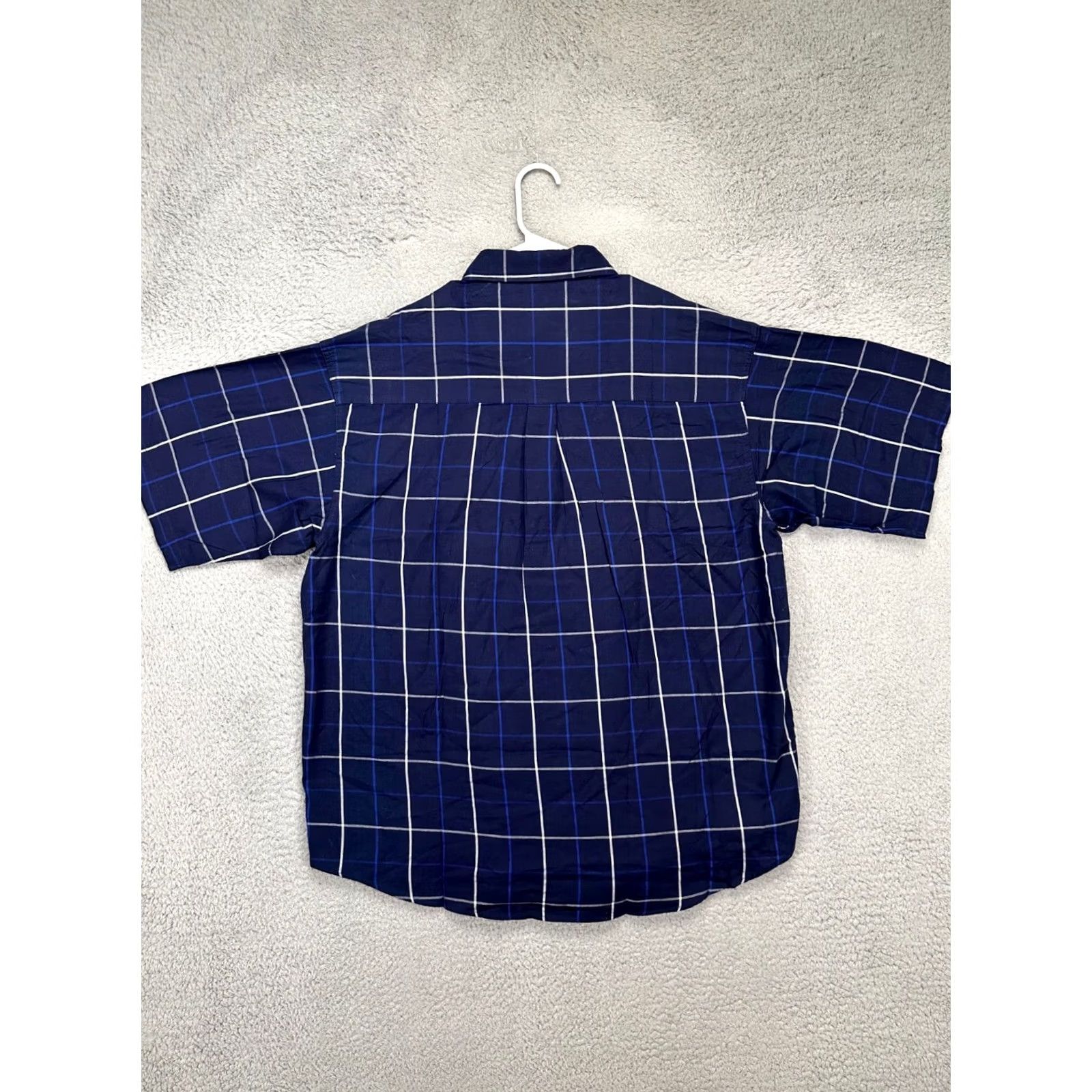 Haggar Haggar Clothing C Shirt Button-Up Navy Grid Check Pocket Mens XL Regular Casual Size US XL / EU 56 / 4 - 4 Thumbnail