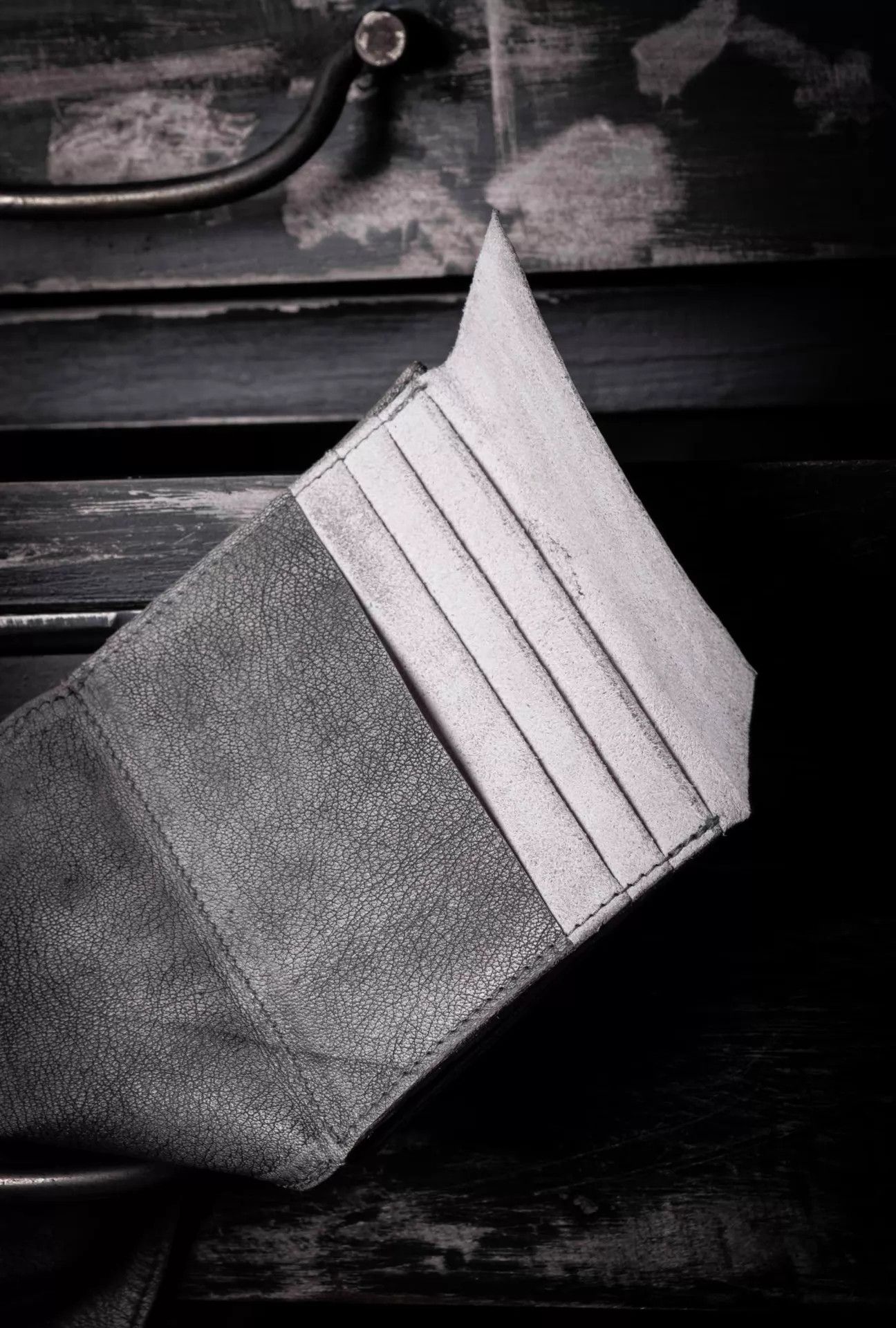 Ma+ M.A+ Maurizio Amadei Rare Elephant Gray Distressed Leather Wallet Size ONE SIZE - 3 Thumbnail