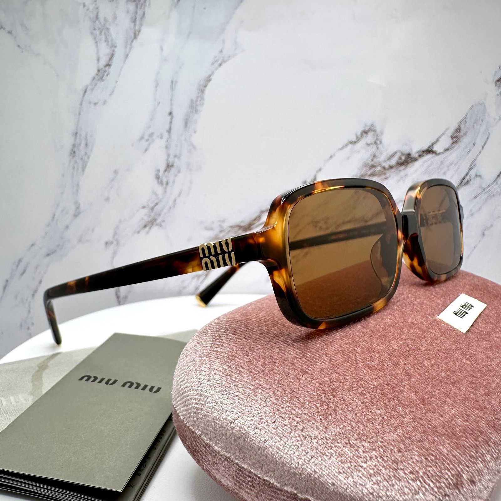 Miu Miu New MIU MIU Sunglasses Brown Tortoise Slim Acetate Authentic Size ONE SIZE - 21 Thumbnail