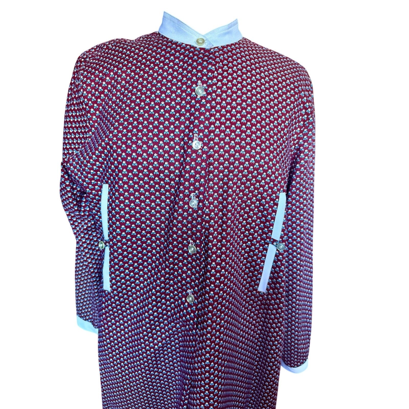 Vintage Vintage 60s Red Floral Prairie Maxi Cotton Dress Large ILGWU Size L / US 10 / IT 46 - 2 Thumbnail