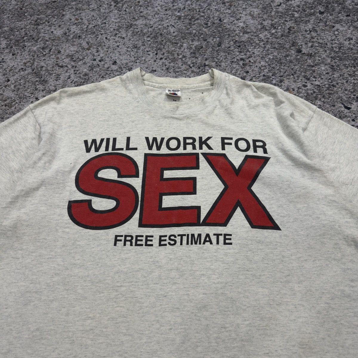 Vintage 90s Will Work For Sex Thrashed Faded Tee ERD Grunge Size US XL / EU 56 / 4 - 4 Thumbnail