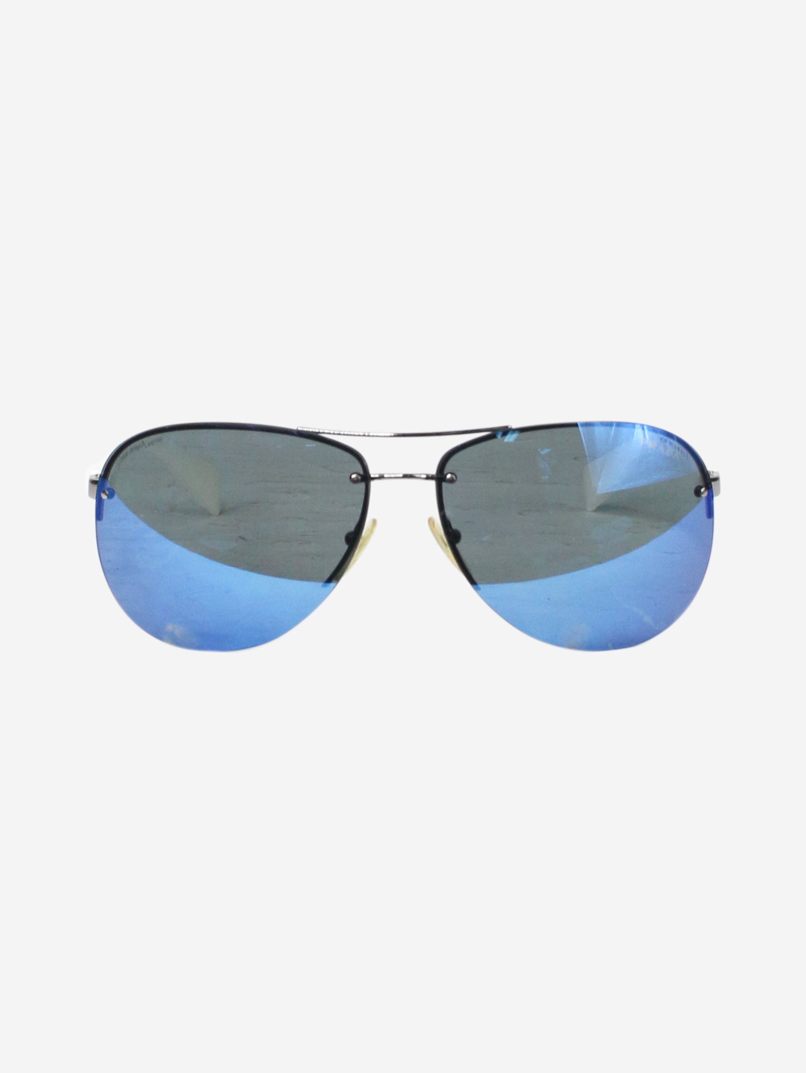 image of Prada Blue Aviator Tinted Sunglasses, Women's