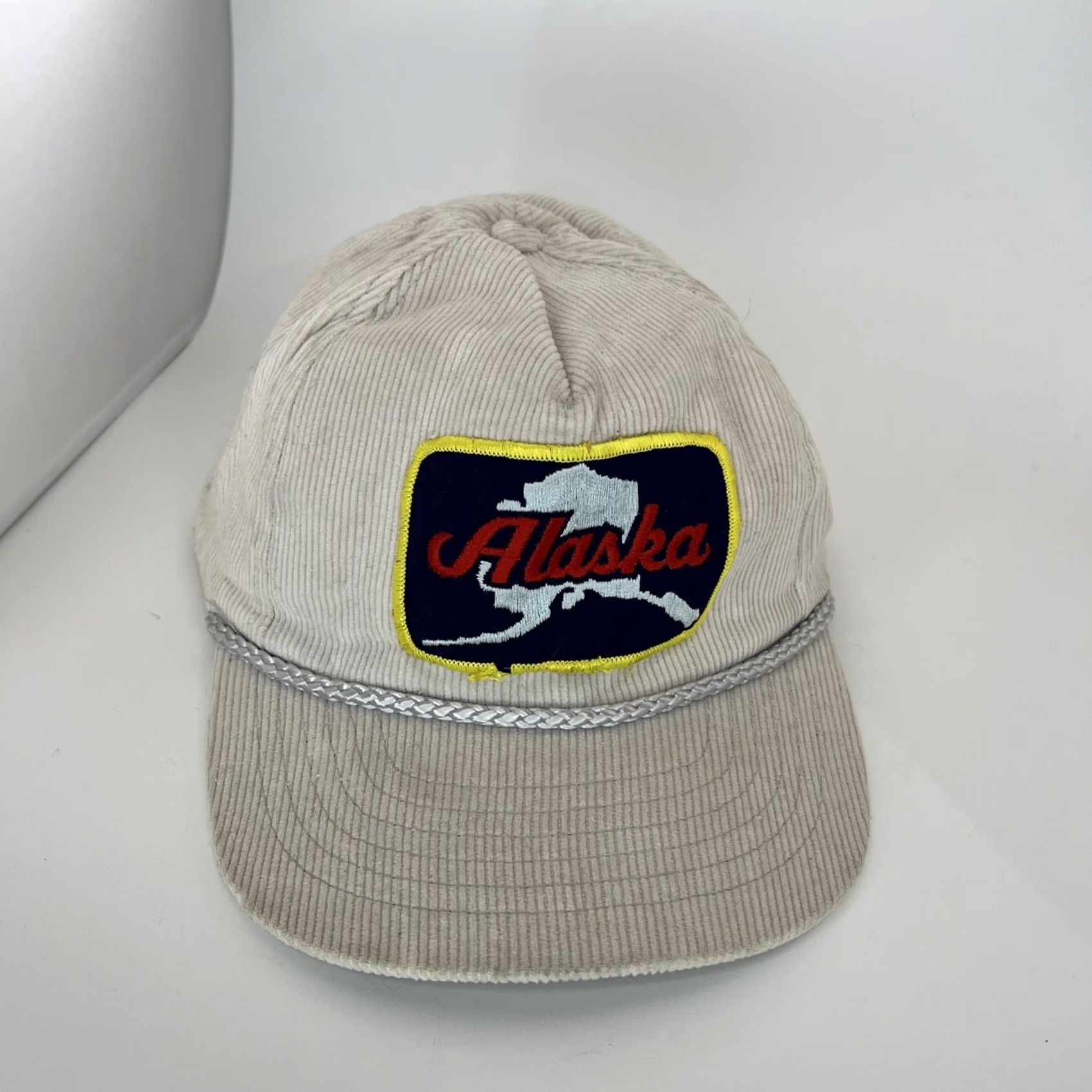 Vintage VINTAGE Alaska Corduroy Rope Hat Tan Cap Trucker Snapback Adjustable Patch 1980s Mens Womens Boys Girls Size ONE SIZE - 2 Thumbnail