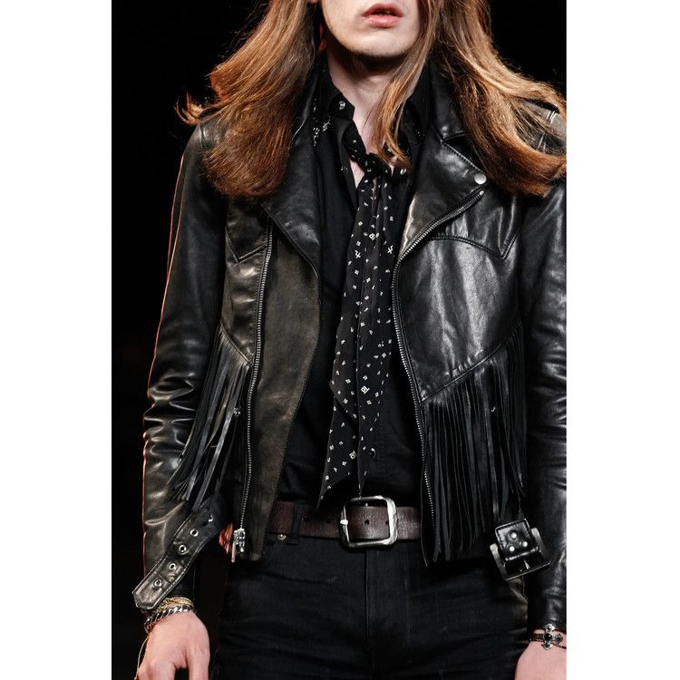Hedi Slimane × Saint Laurent Paris SLP SS15 "Psych Rock" Leather Fringed Biker Jacket Size US S / EU 44-46 / 1 - 10 Thumbnail
