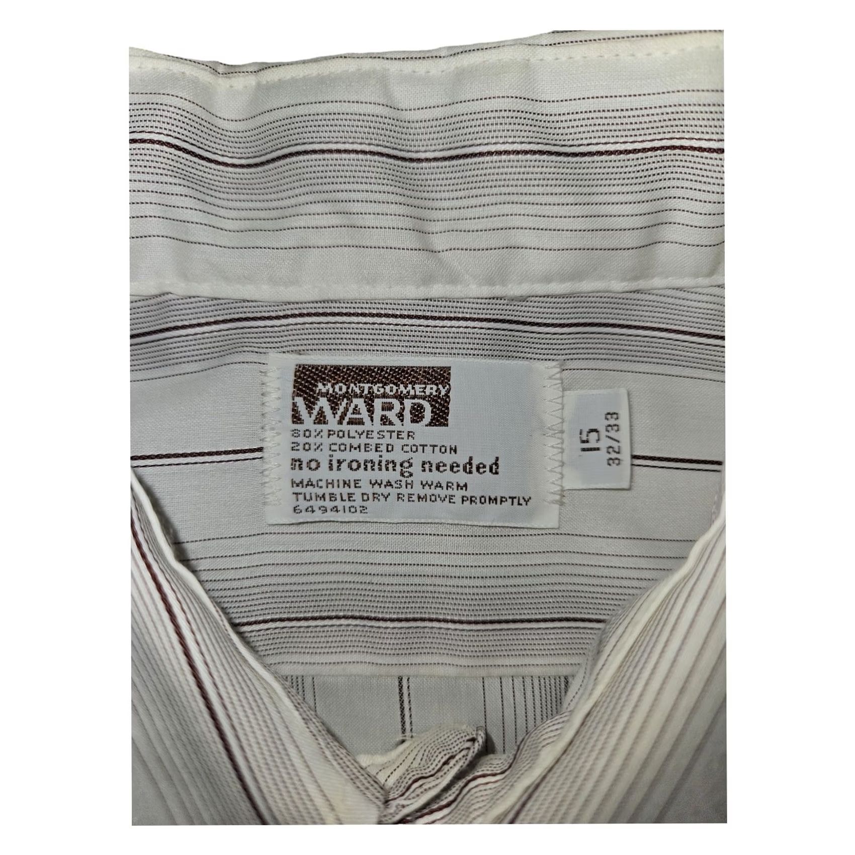 Vintage VINTAGE Montgomery Ward Button-Up Shirt 32/33 Mens White Brown Stripes 80s Dad Classic Casual Workwear Size US XS / EU 42 / 0 - 2 Thumbnail