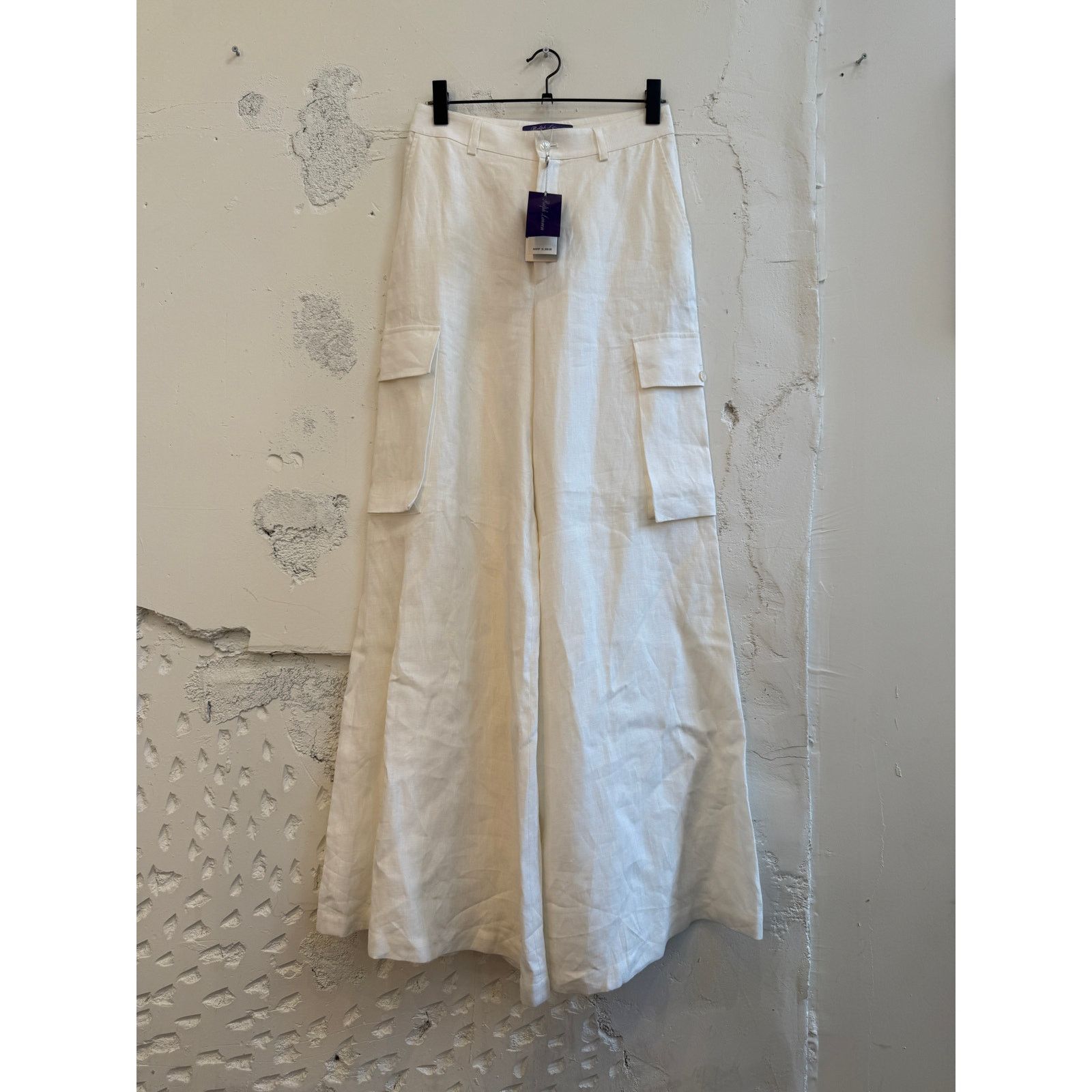 Ralph Lauren Purple Label $1.9k Ralph Lauren Purple Label Wide Leg Linen Cargo Pants Size 27" / US 4 / IT 40 - 1 Thumbnail