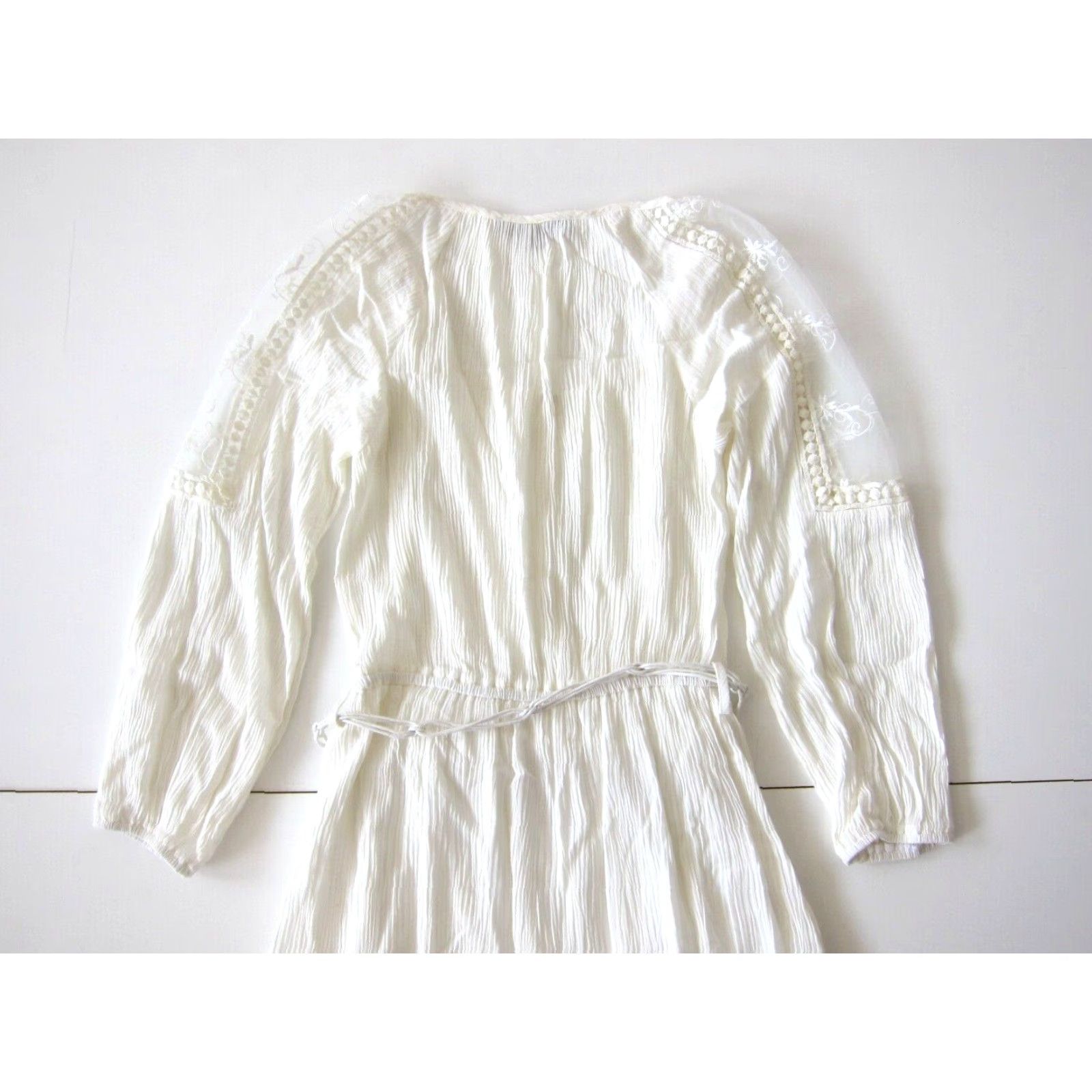 Vintage Purple Snow 100% Rayon Ivory Lace Long Sleeve Sheath Tunic Dress S Size S / US 4 / IT 40 - 6 Thumbnail