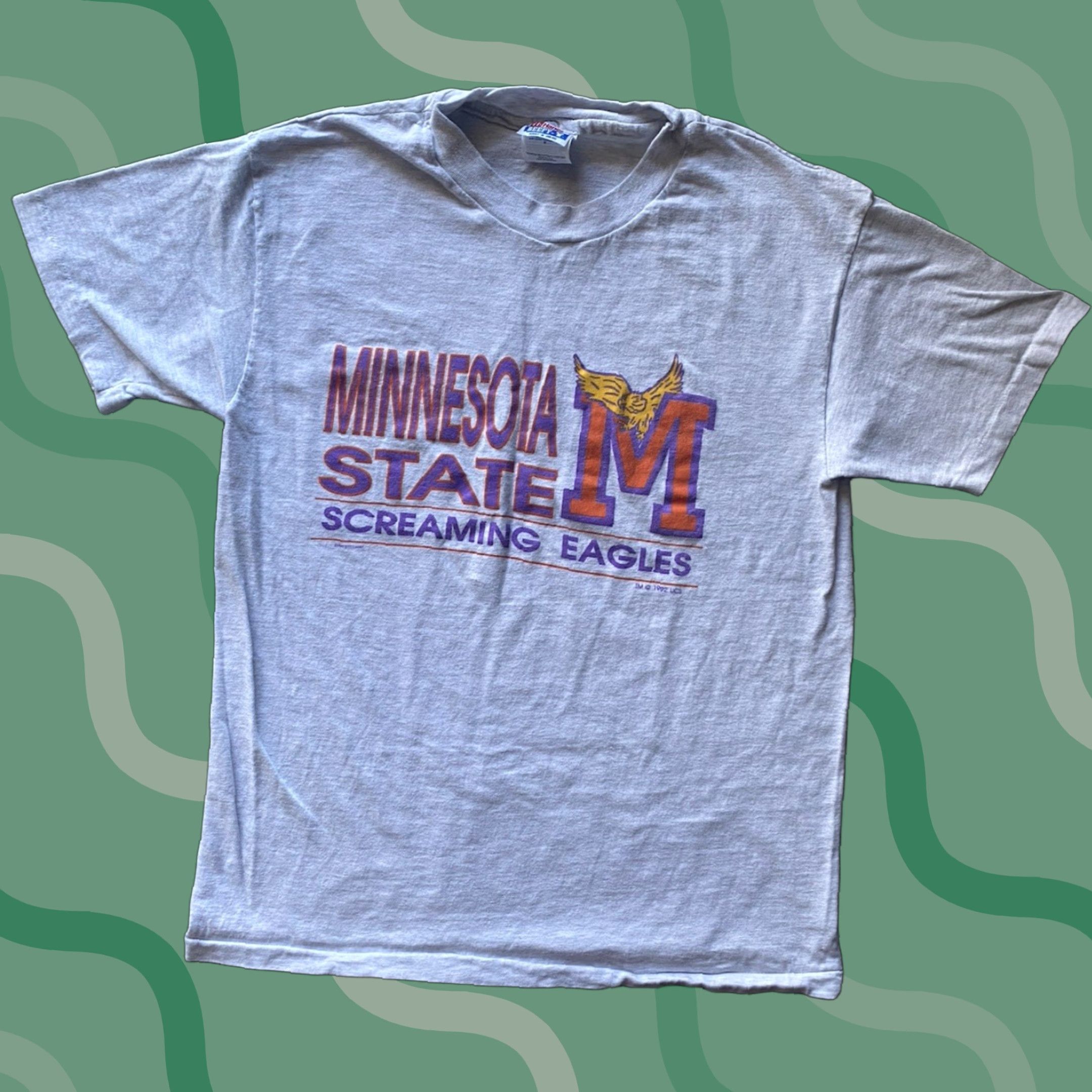 Hanes VINTAGE Hanes T-Shirt 90s Minnesota State Screaming Eagles M Gray USA Made Men Short Sleeve Shirt Size US M / EU 48-50 / 2 - 1 Thumbnail