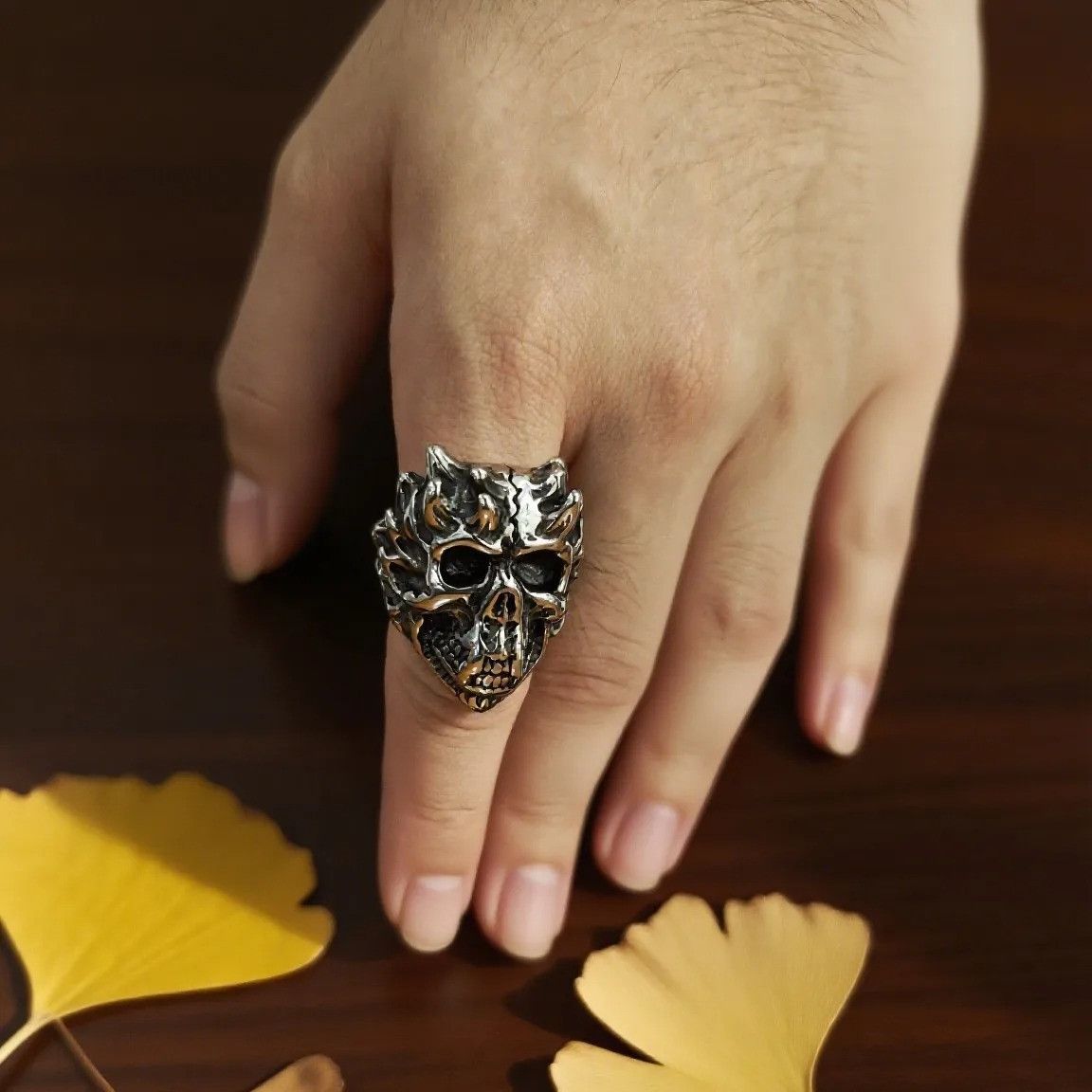 Jewelry Skull Titanium Steel Ring Size ONE SIZE - 6 Thumbnail