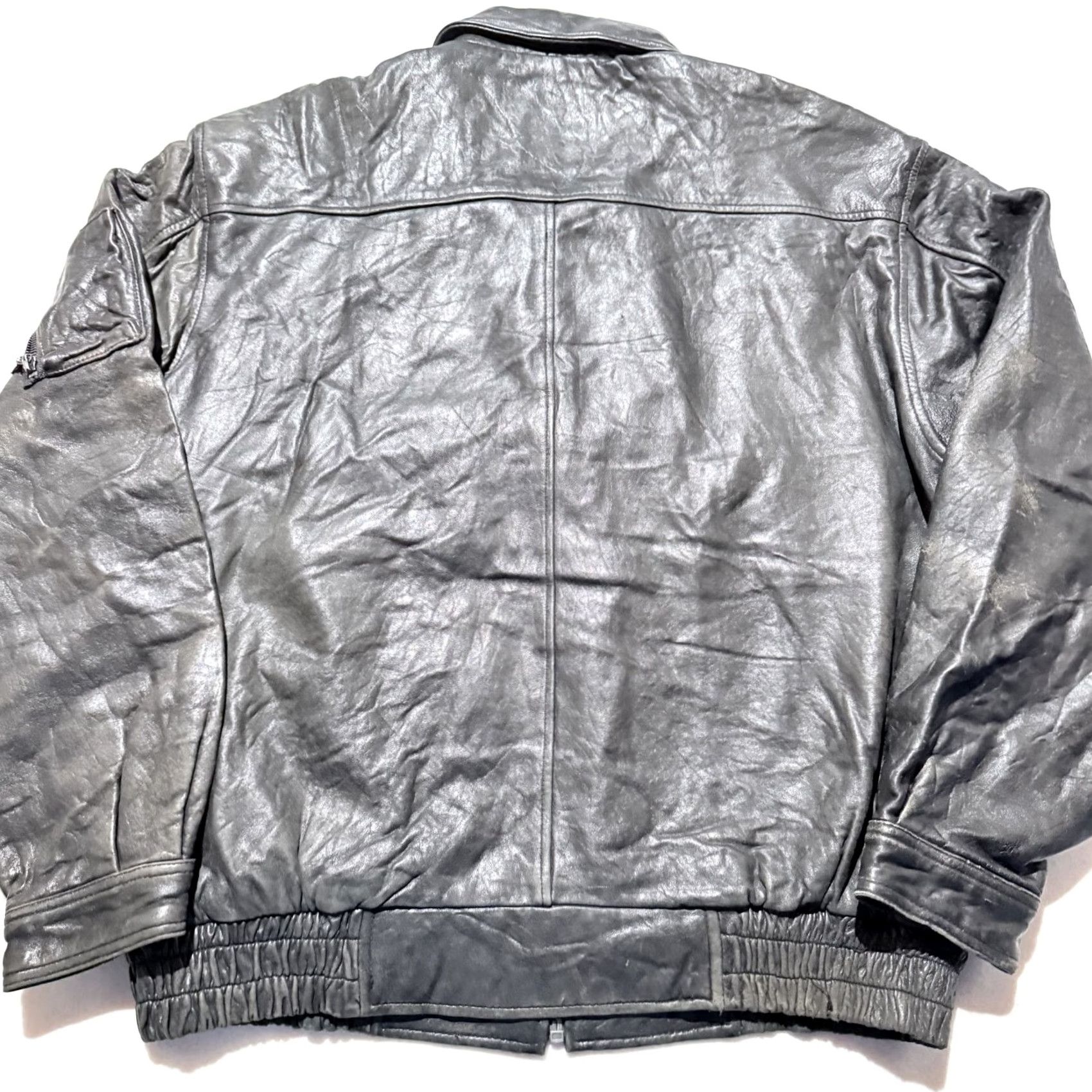 Vintage VINTAGE Eastwind Leather Flight Bomber Jacket Black Retro Zipper Men Size 52 Size US L / EU 52-54 / 3 - 3 Thumbnail
