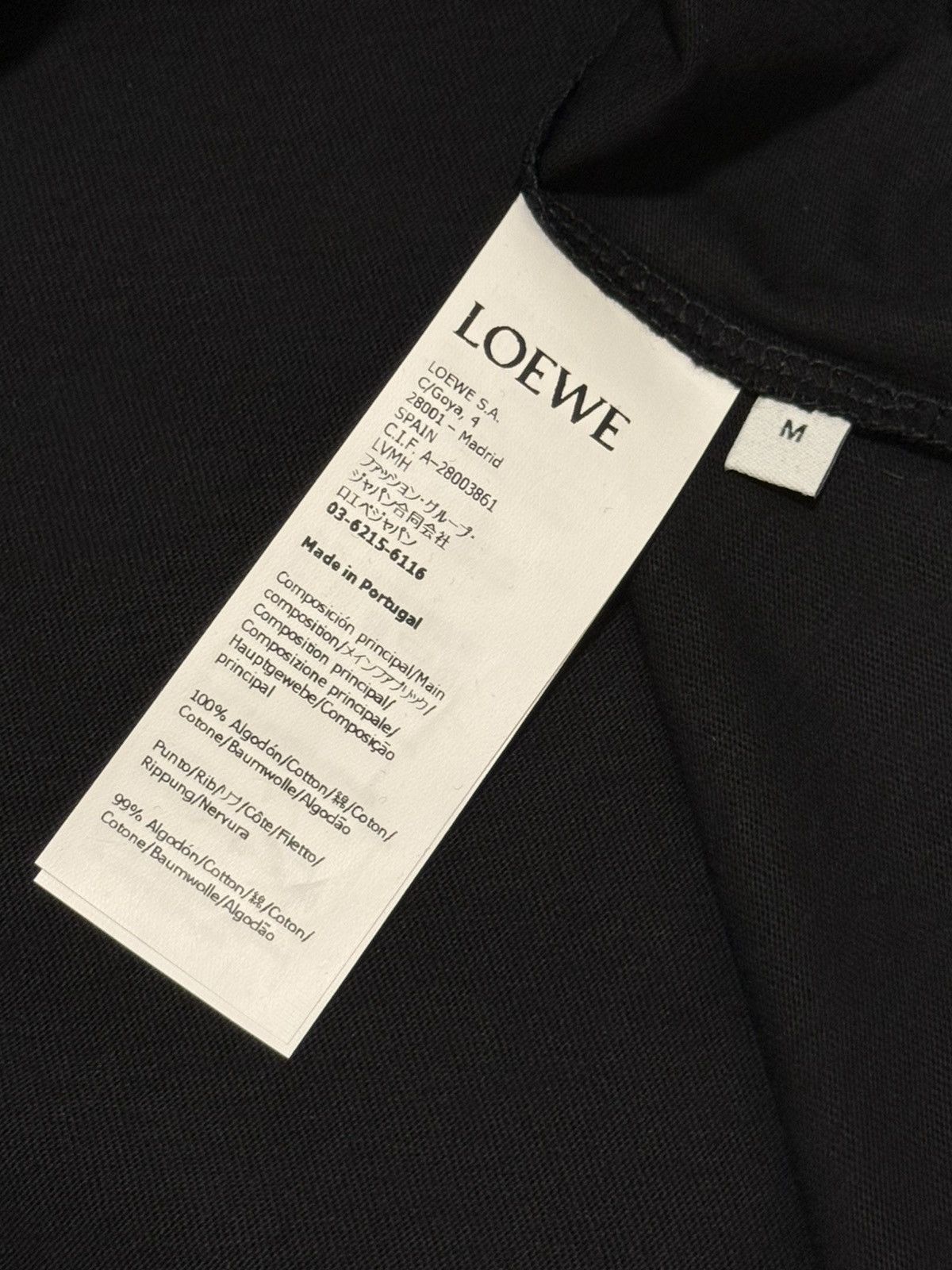 Loewe LOEWE Embroidered Logo T Shirt Black Size US M / EU 48-50 / 2 - 5 Thumbnail