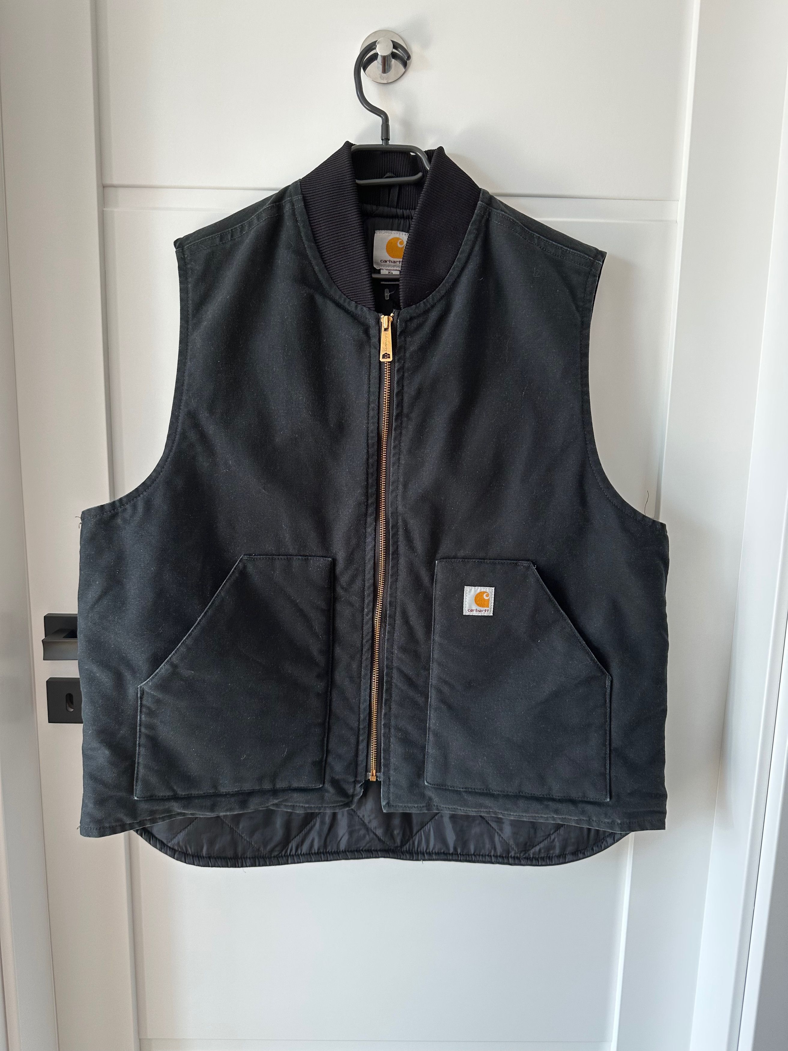 Vintage Carhartt V01 Duck Vest Black Made in MEXICO Quilted lined | Grailed