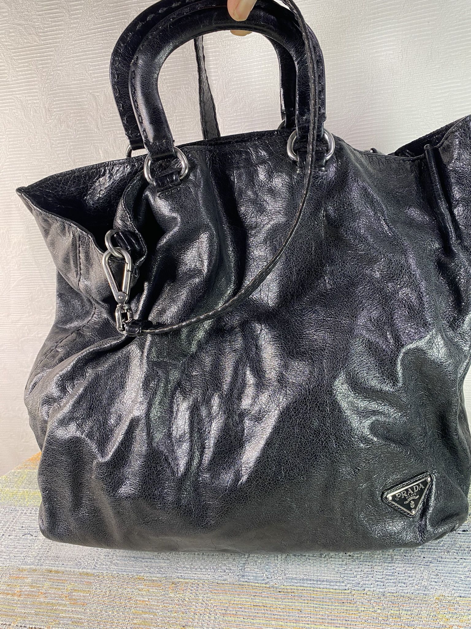 Prada PRADA Milano Vitello Glazed Leather Shoulder Bag Black Italy Size ONE SIZE - 3 Thumbnail
